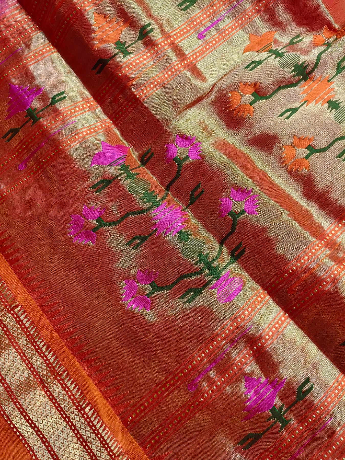 PEACH PINK SILK PURE HANDLOOM PAITHANI SAREE