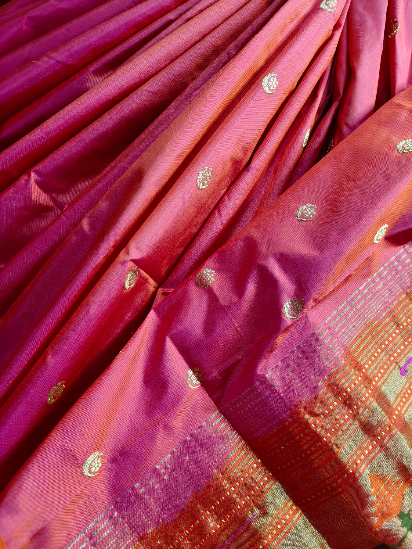 PEACH PINK SILK PURE HANDLOOM PAITHANI SAREE