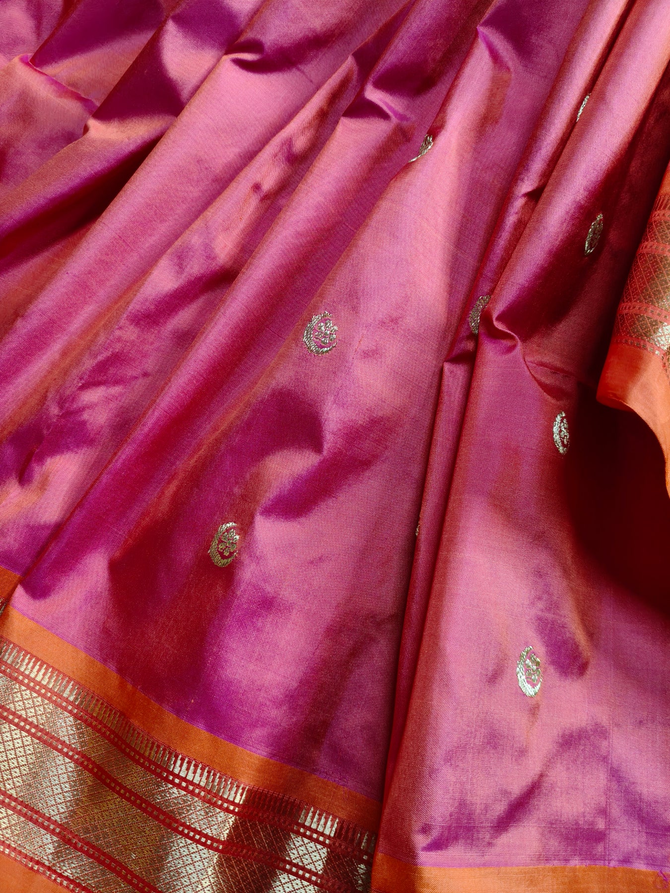 PEACH PINK SILK PURE HANDLOOM PAITHANI SAREE