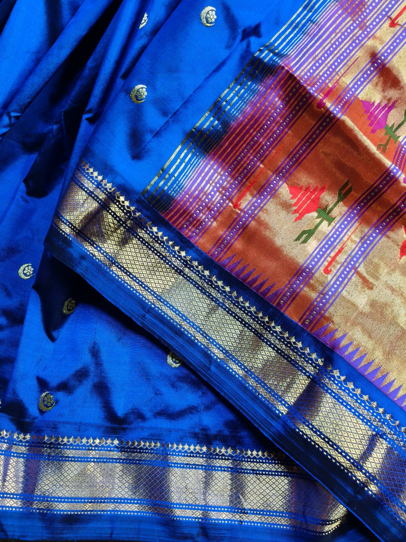 ROYAL BLUE SILK PURE HANDLOOM PAITHANI SAREE