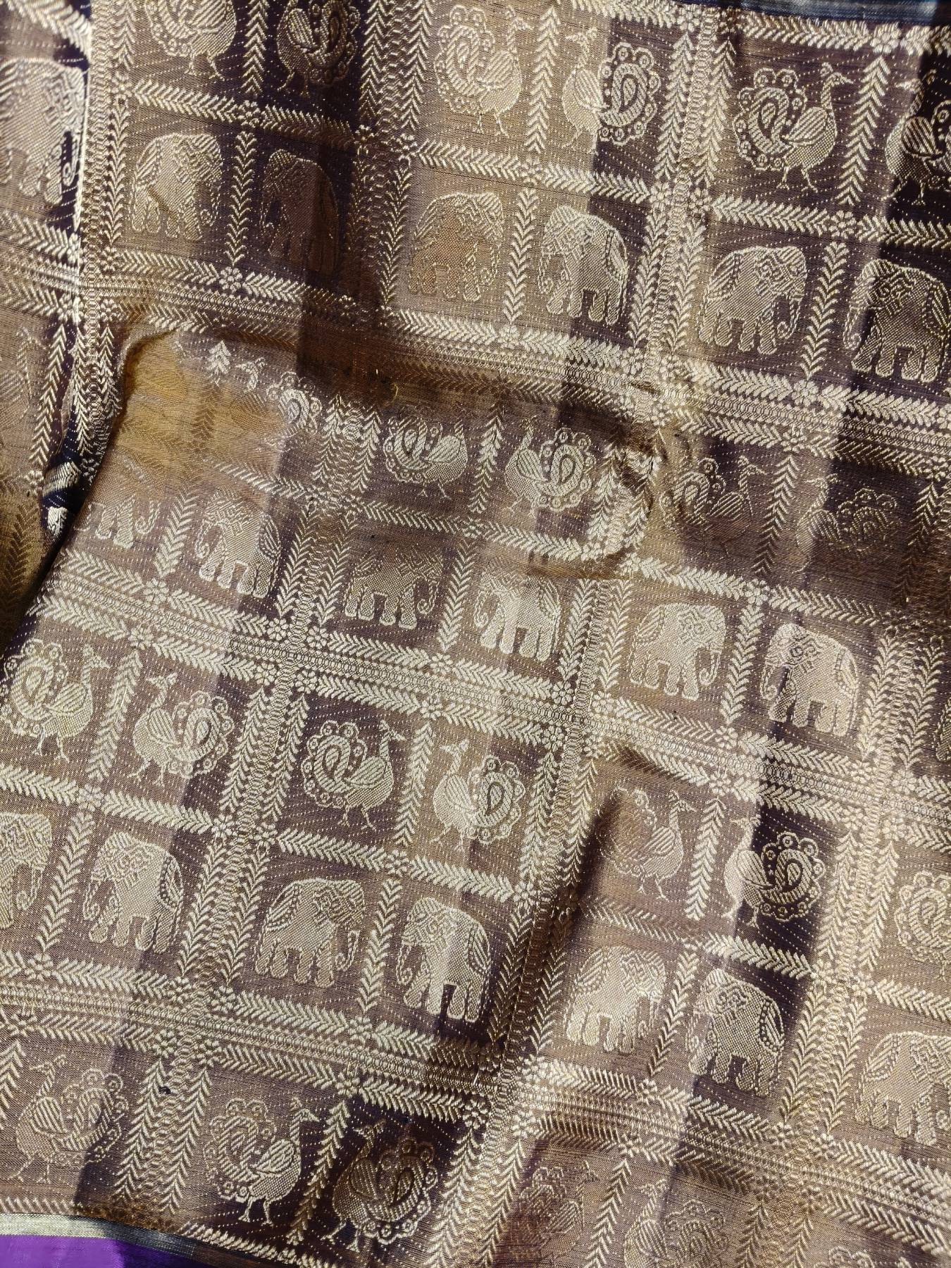 MAJENTA PINK MUSTARD GREEN SILK PURE HANDLOOM KANJIVARAM MUBBAGAM SAREE