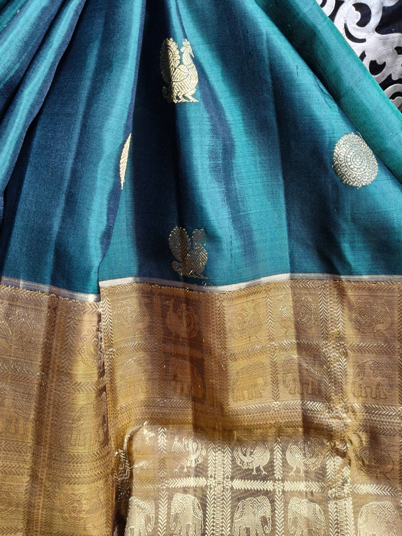 MAJENTA PINK MUSTARD GREEN SILK PURE HANDLOOM KANJIVARAM MUBBAGAM SAREE