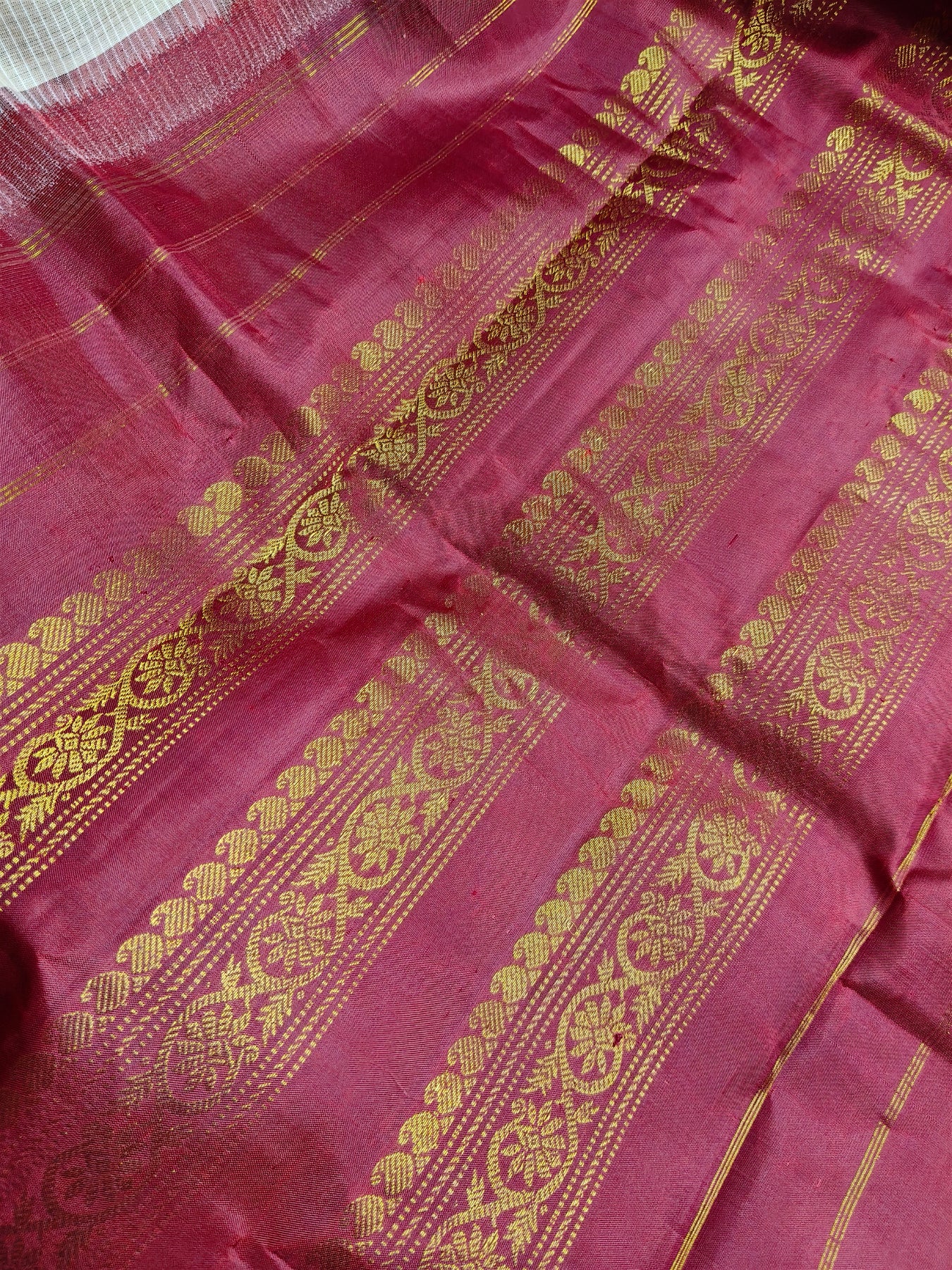 BEIGE COTTON PURE HANDLOOM GADWAL SAREE