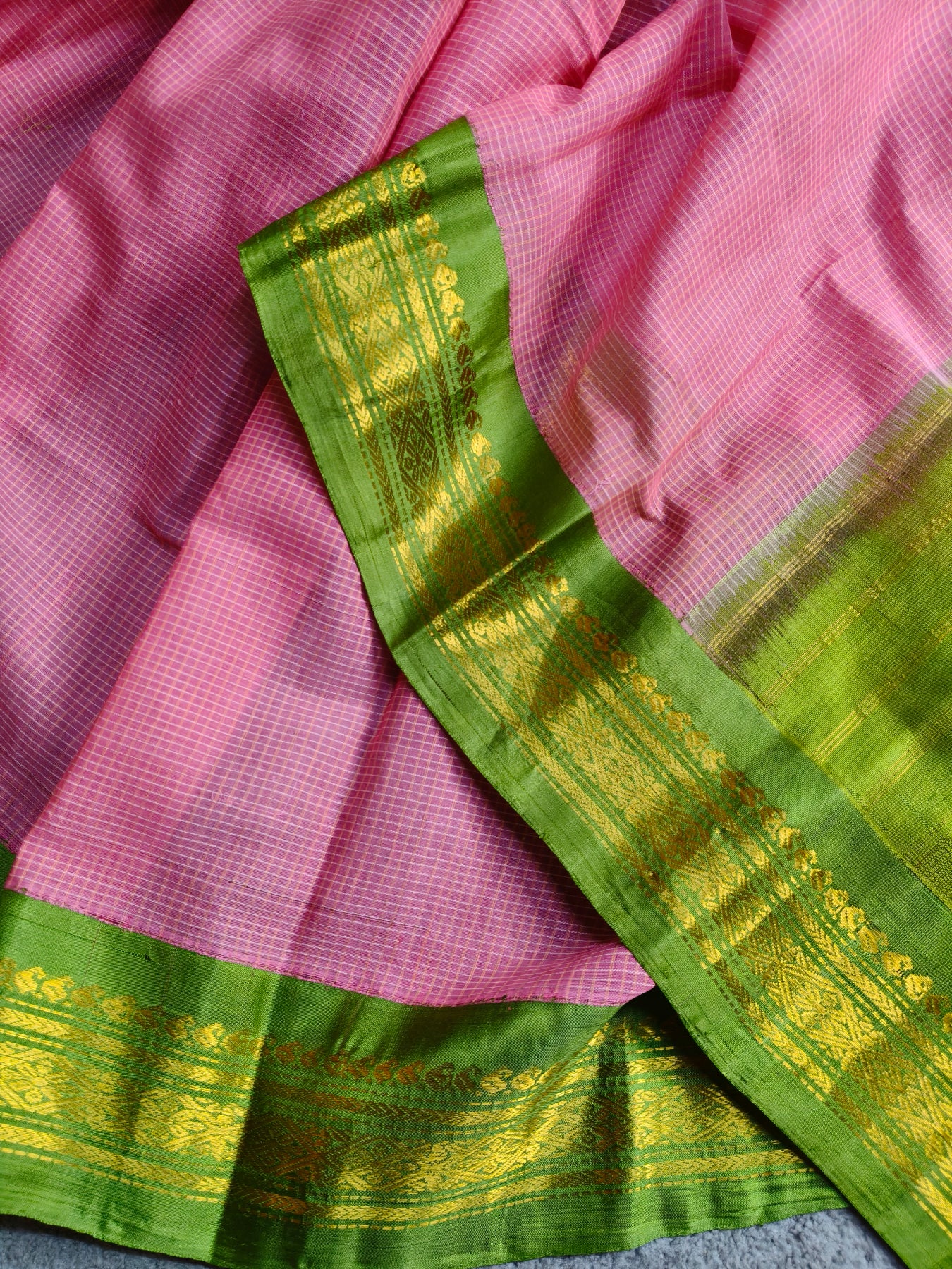 PINK COTTON PURE HANDLOOM GADWAL SAREE