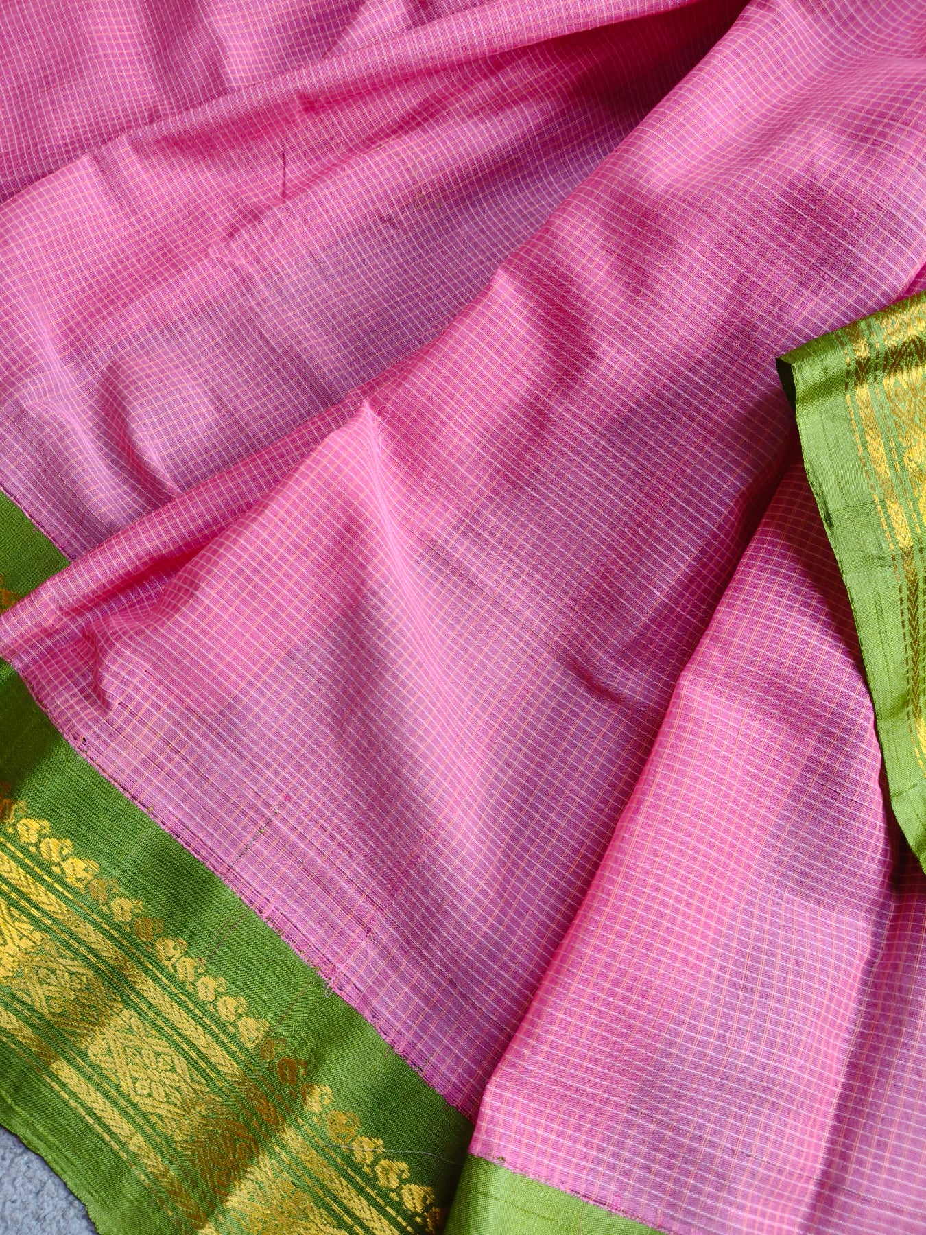 PINK COTTON PURE HANDLOOM GADWAL SAREE