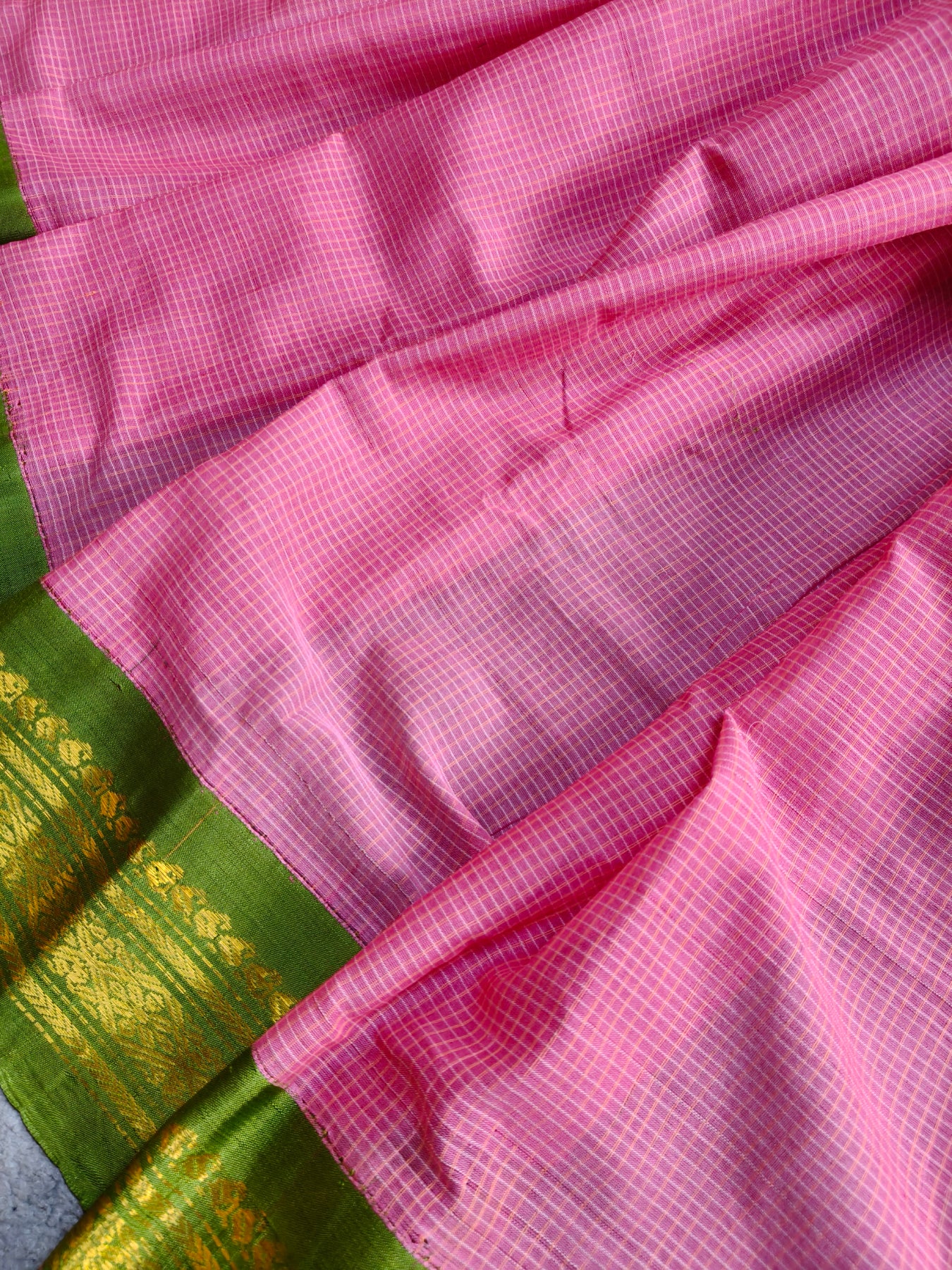 PINK COTTON PURE HANDLOOM GADWAL SAREE