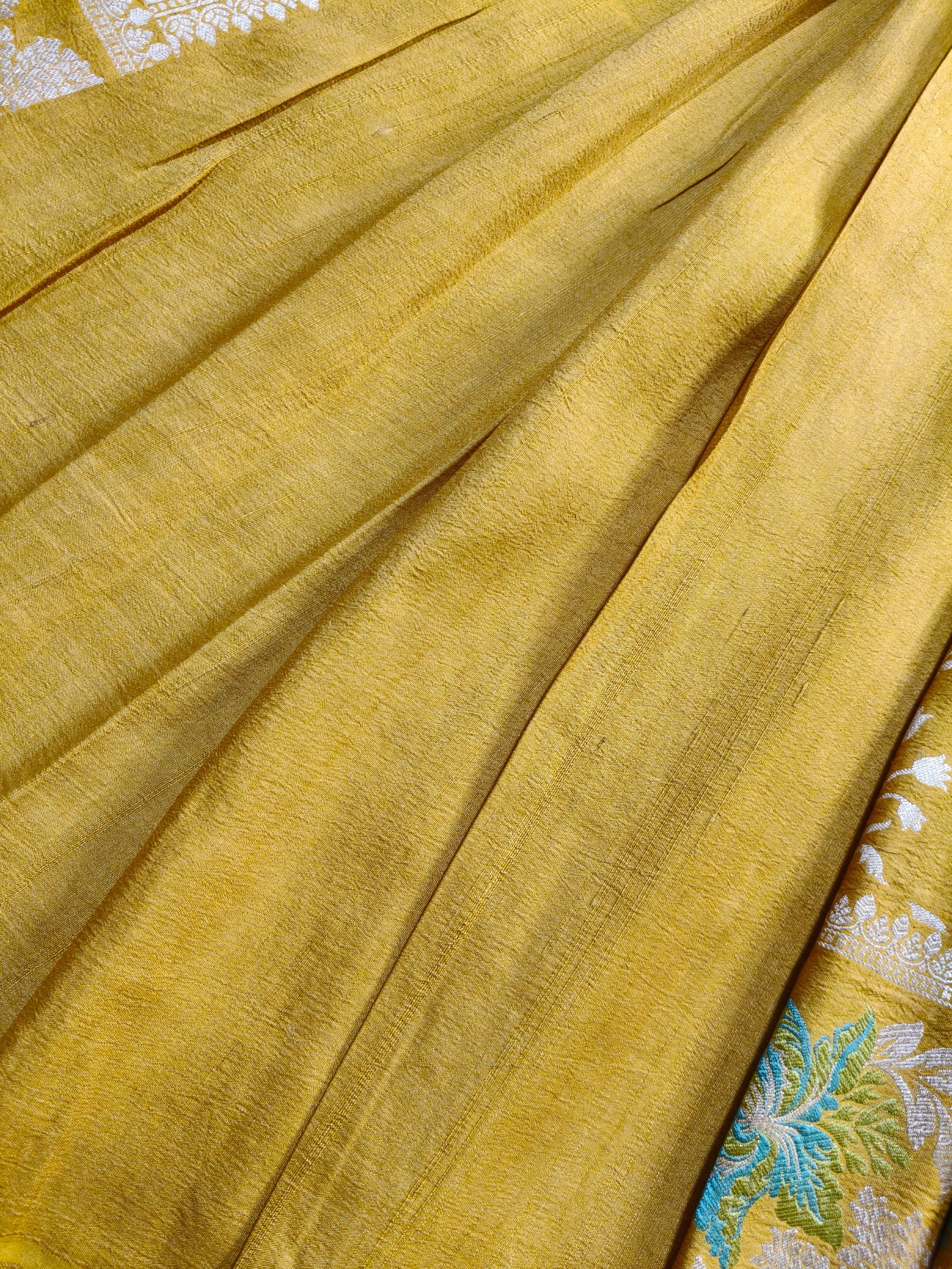 MUSTARD YELLOW TASSAR GEORGETTE PURE HANDLOOM BANARASI SAREE