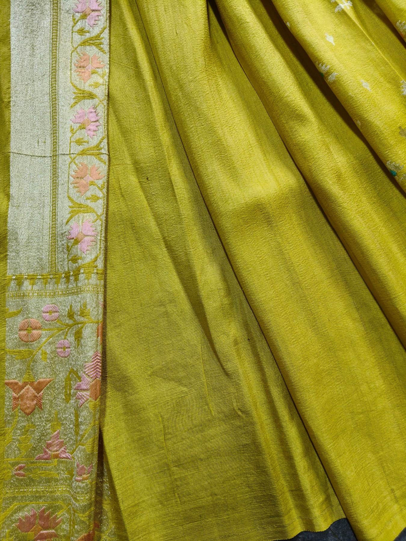 MUSTARD YELLOW TASSAR GEORGETTE PURE HANDLOOM BANARASI SAREE