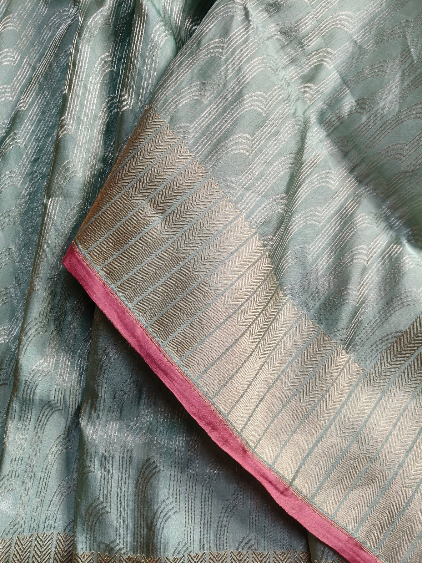 SEA BLUE SATIN SILK PURE HANDLOOM BANARASI SAREE