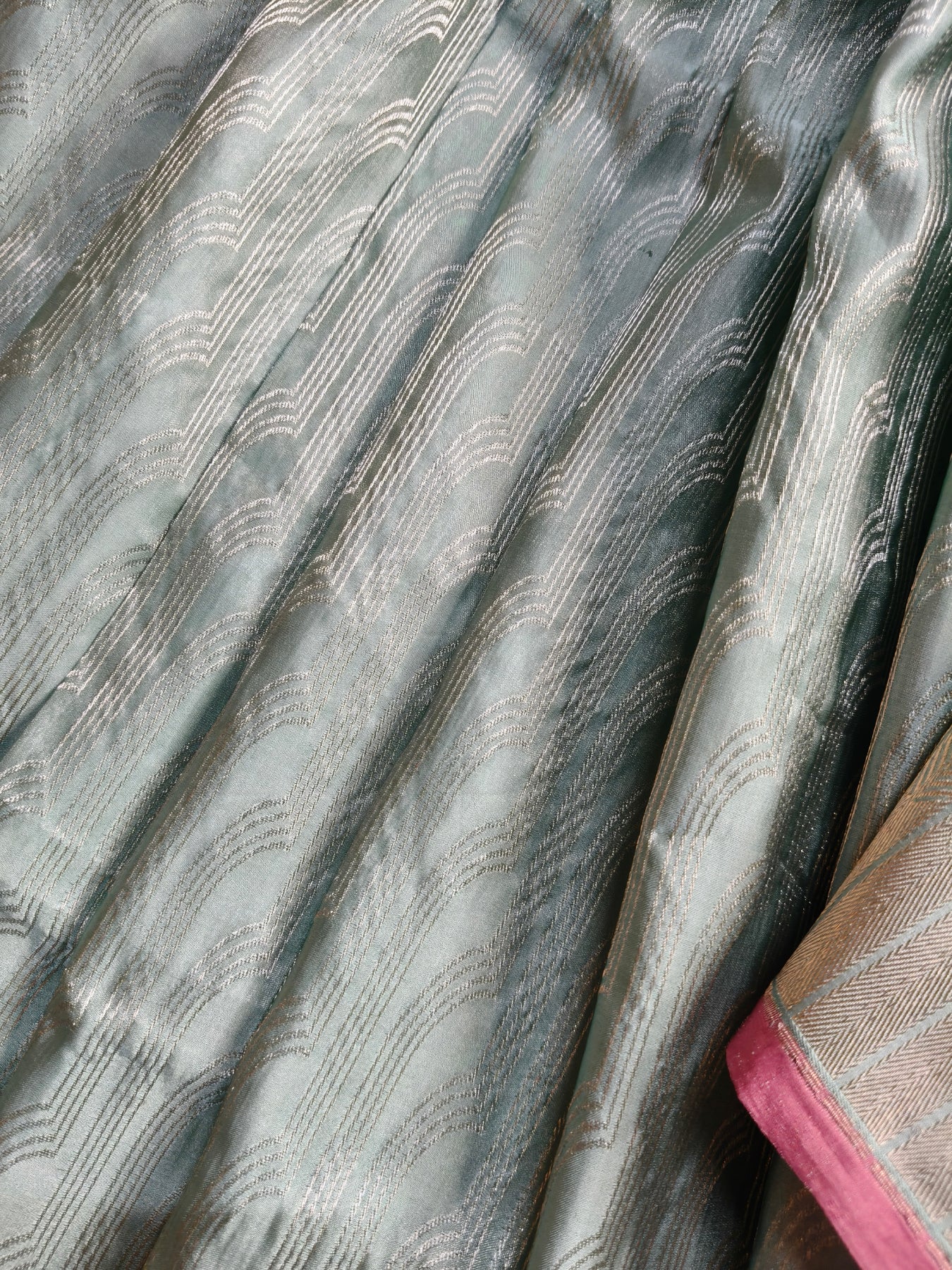 SEA BLUE SATIN SILK PURE HANDLOOM BANARASI SAREE