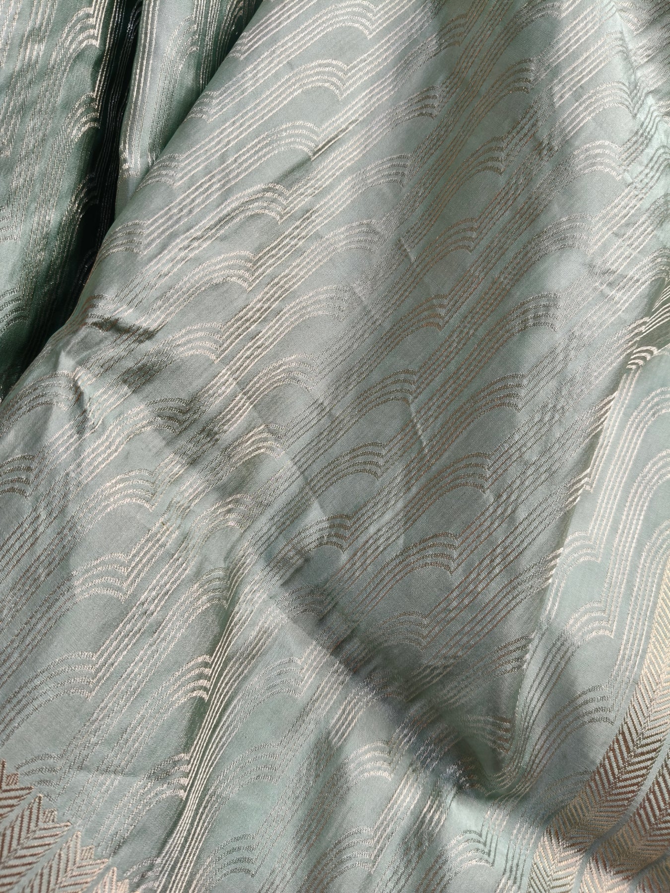SEA BLUE SATIN SILK PURE HANDLOOM BANARASI SAREE