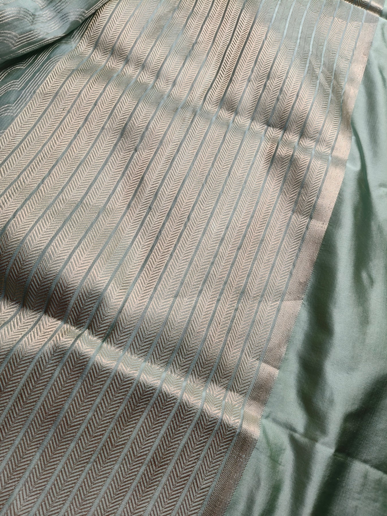 SEA BLUE SATIN SILK PURE HANDLOOM BANARASI SAREE
