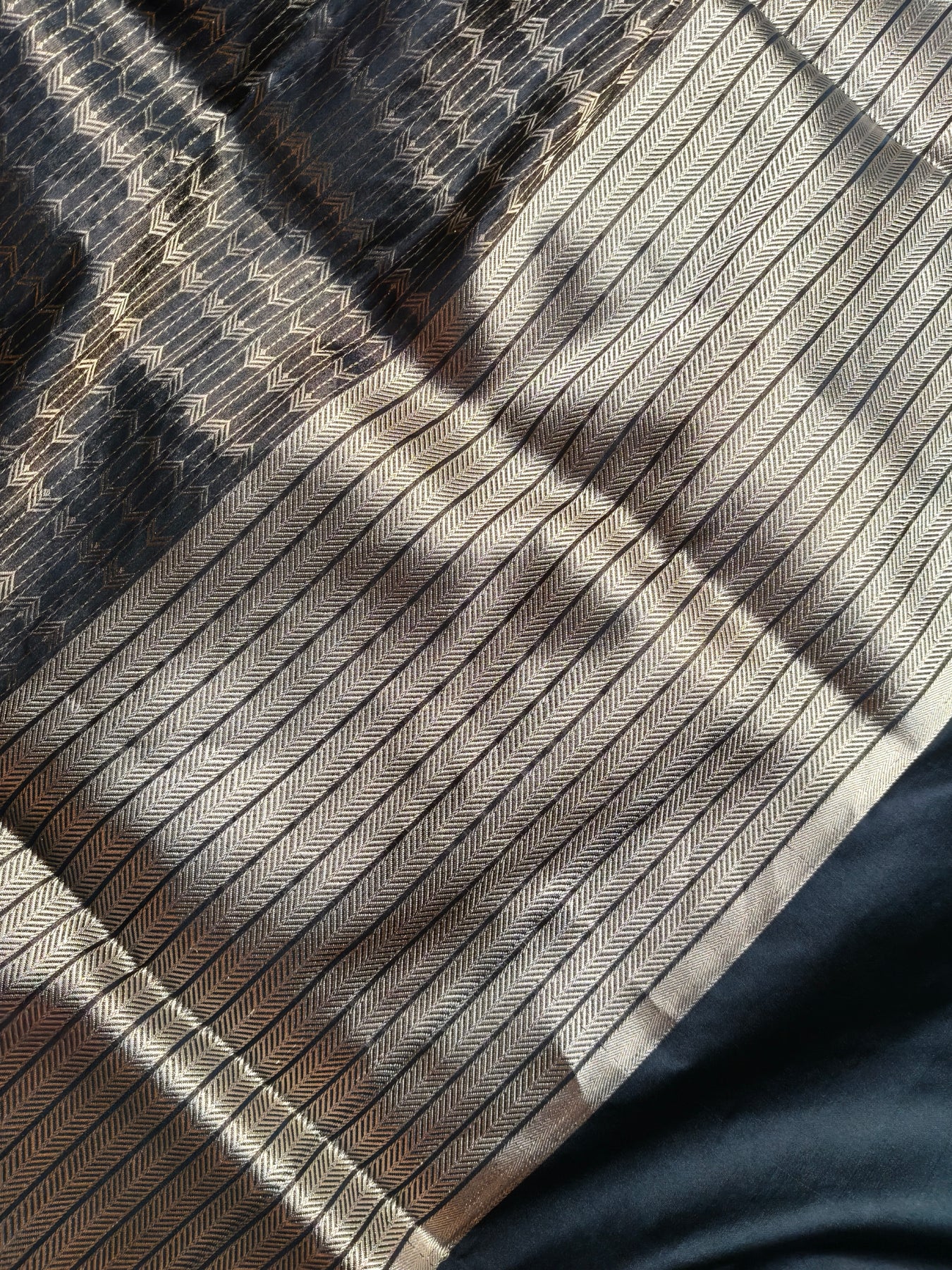 BLACK SATIN SILK PURE HANDLOOM BANARASI SAREE