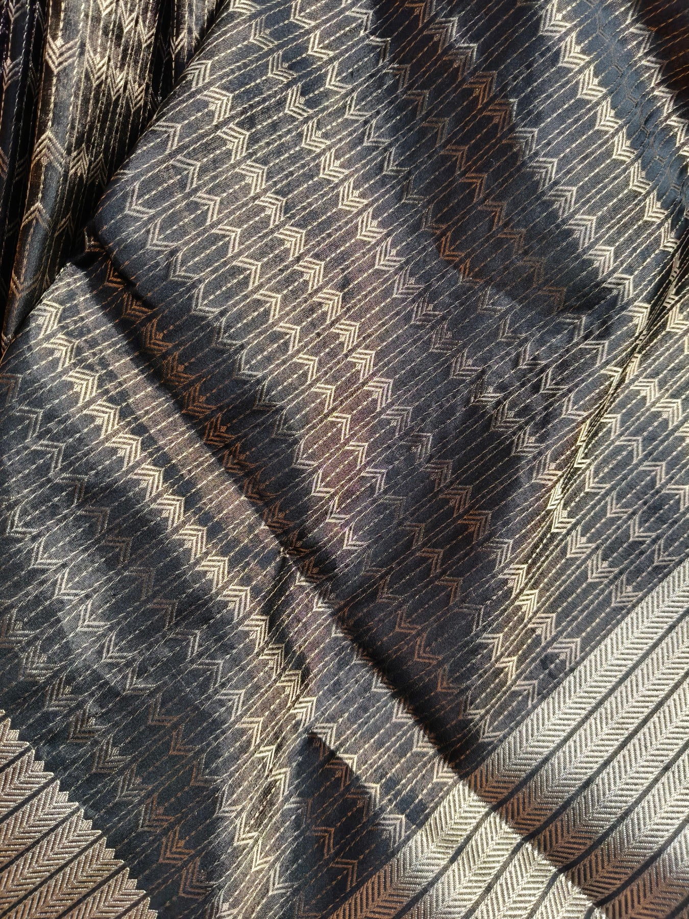 BLACK SATIN SILK PURE HANDLOOM BANARASI SAREE