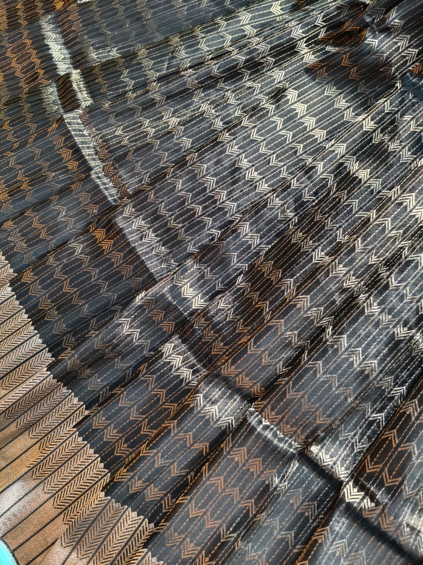 BLACK SATIN SILK PURE HANDLOOM BANARASI SAREE