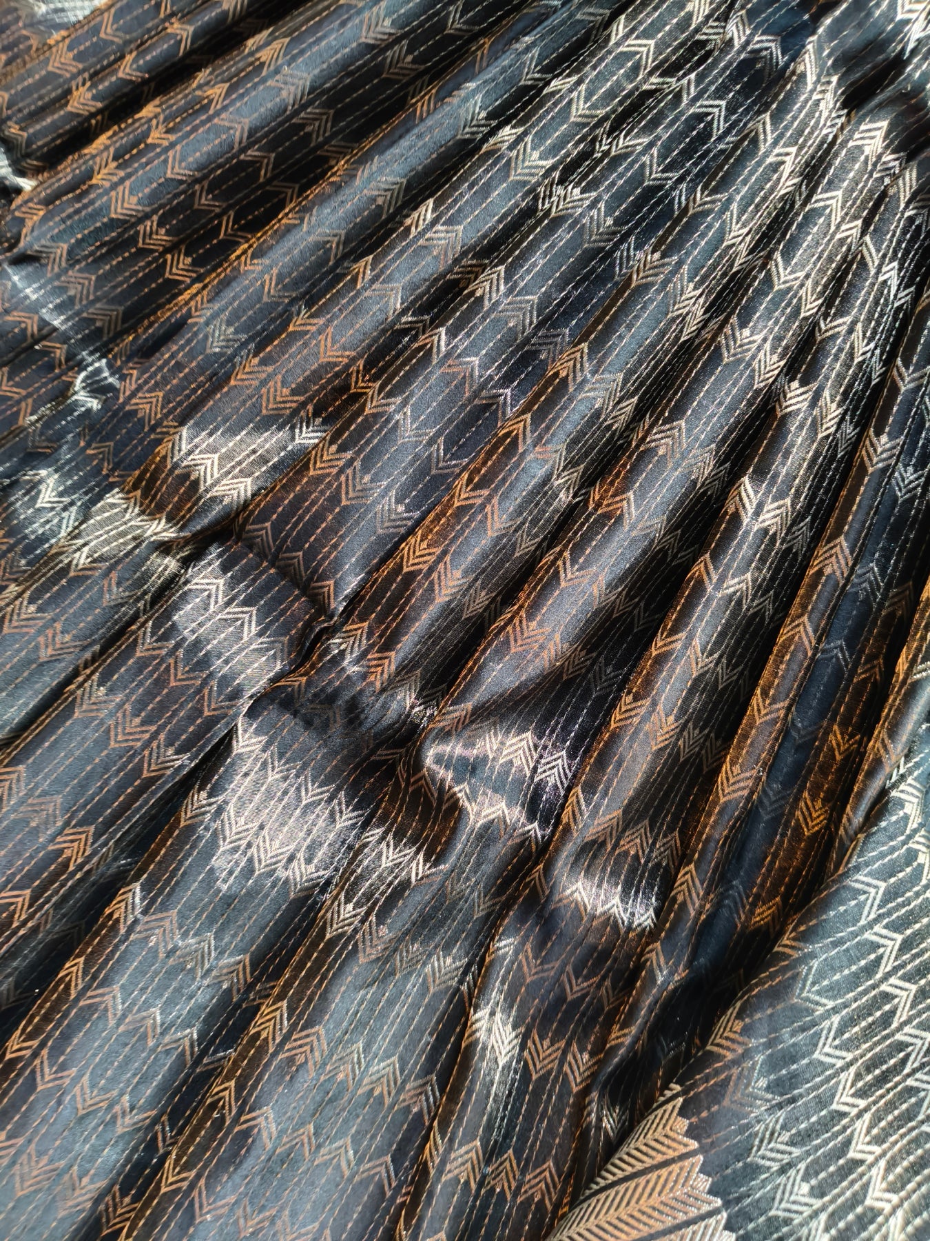 BLACK SATIN SILK PURE HANDLOOM BANARASI SAREE