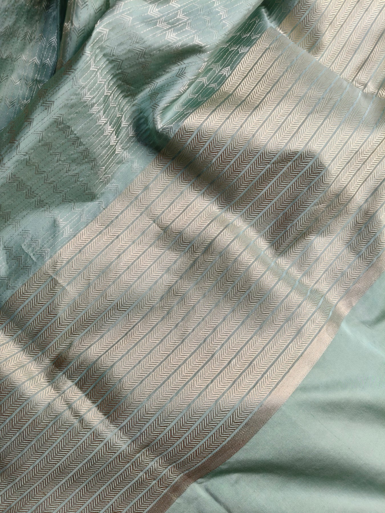 SEA BLUE SATIN SILK PURE HANDLOOM BANARASI SAREE