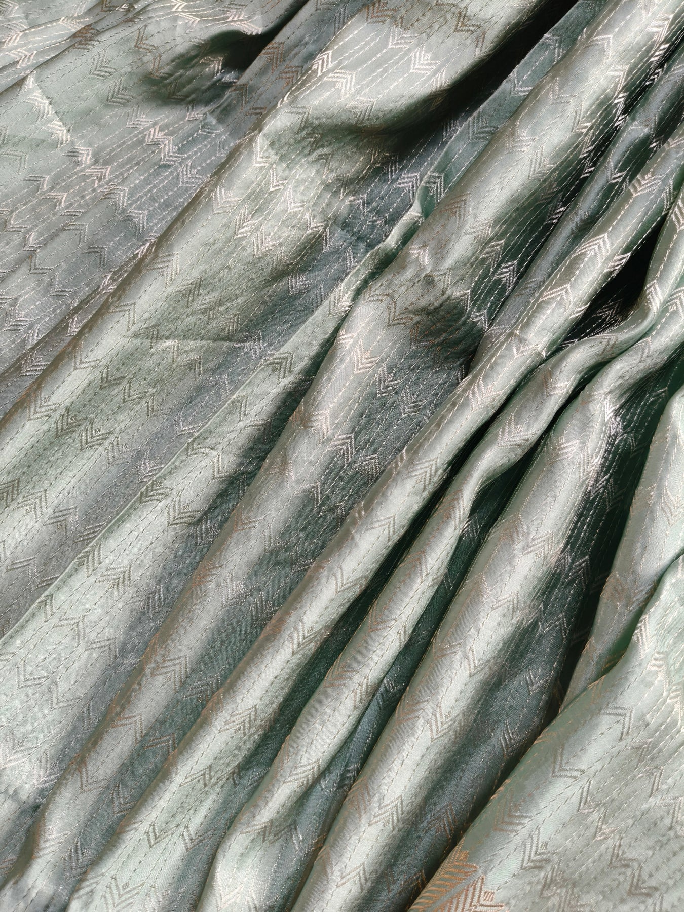 SEA BLUE SATIN SILK PURE HANDLOOM BANARASI SAREE