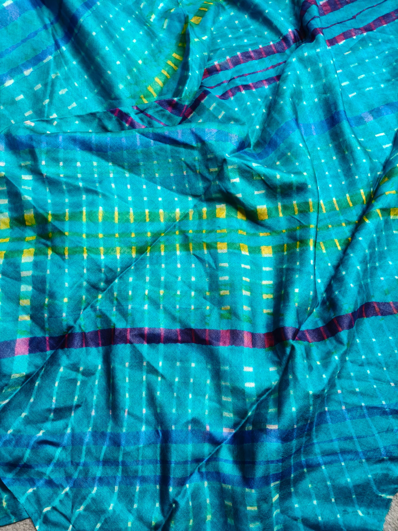 BLUE TUSSAR SILK PURE HANDLOOM LEHERIYA SAREE