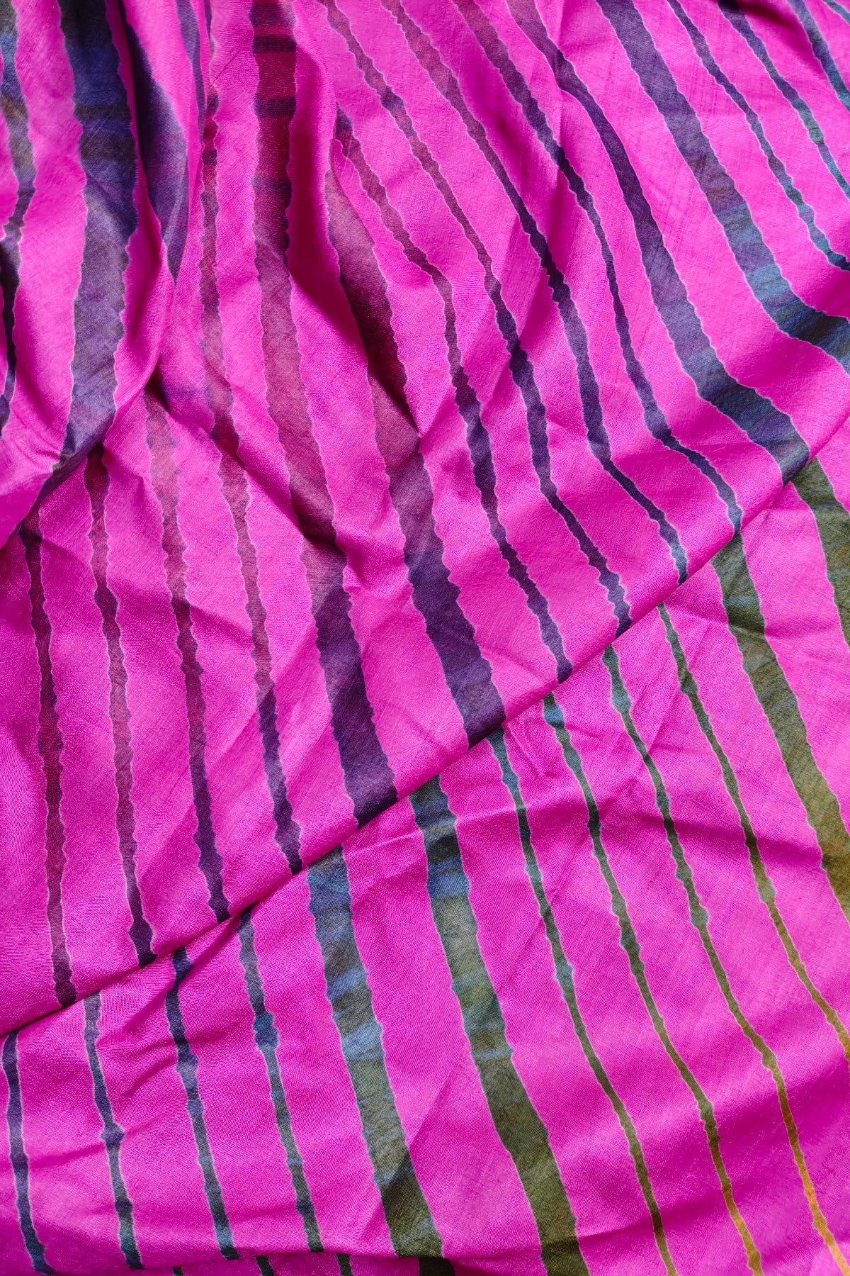 PINK PURPLE TUSSAR SILK PURE HANDLOOM LEHERIYA SAREE