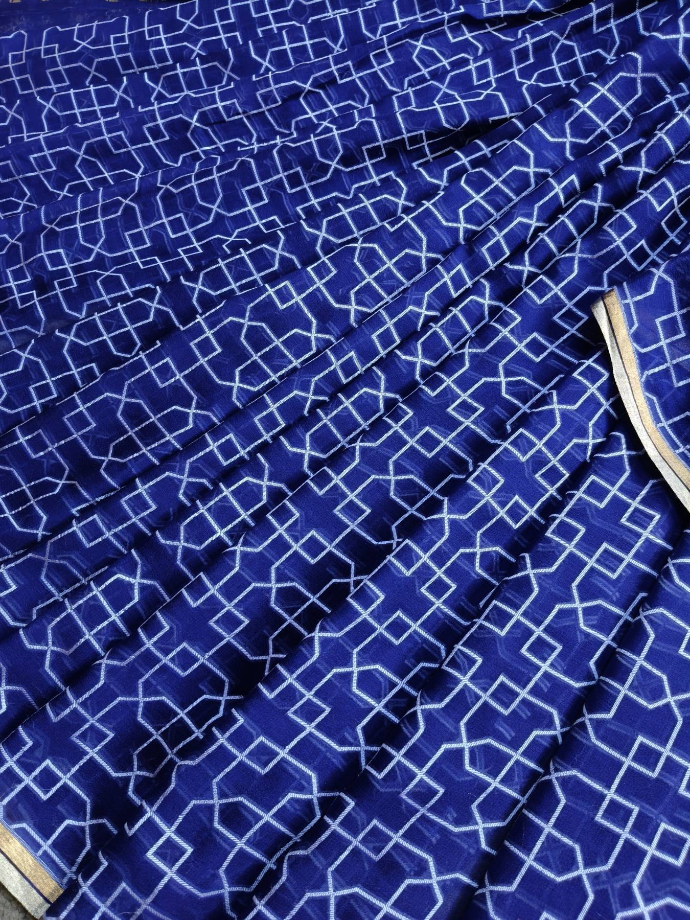 BLUE CHIFFON PURE HANDLOOM BANARASI SAREE