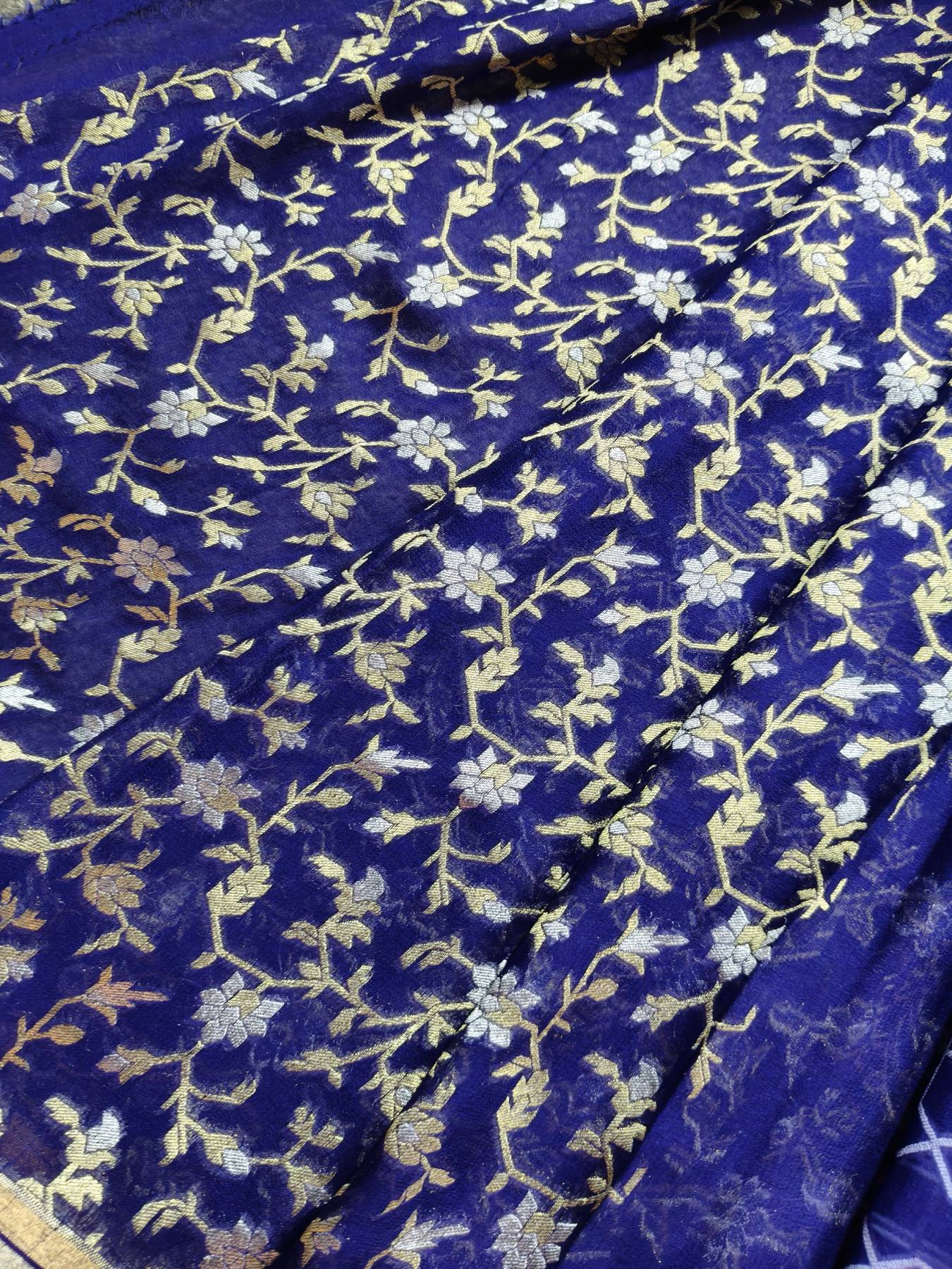 BLUE CHIFFON PURE HANDLOOM BANARASI SAREE