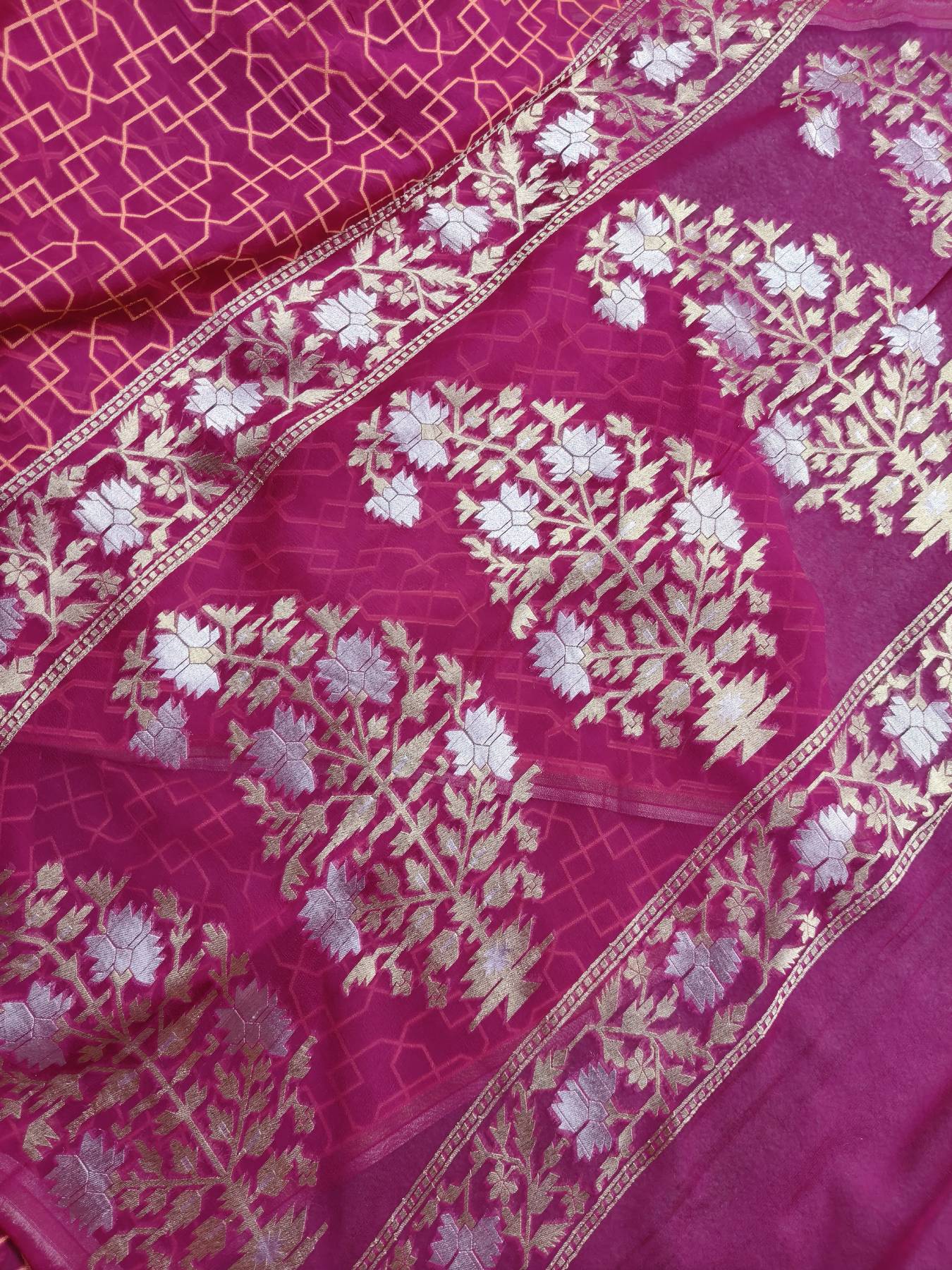 PINK CHIFFON PURE HANDLOOM BANARASI SAREE