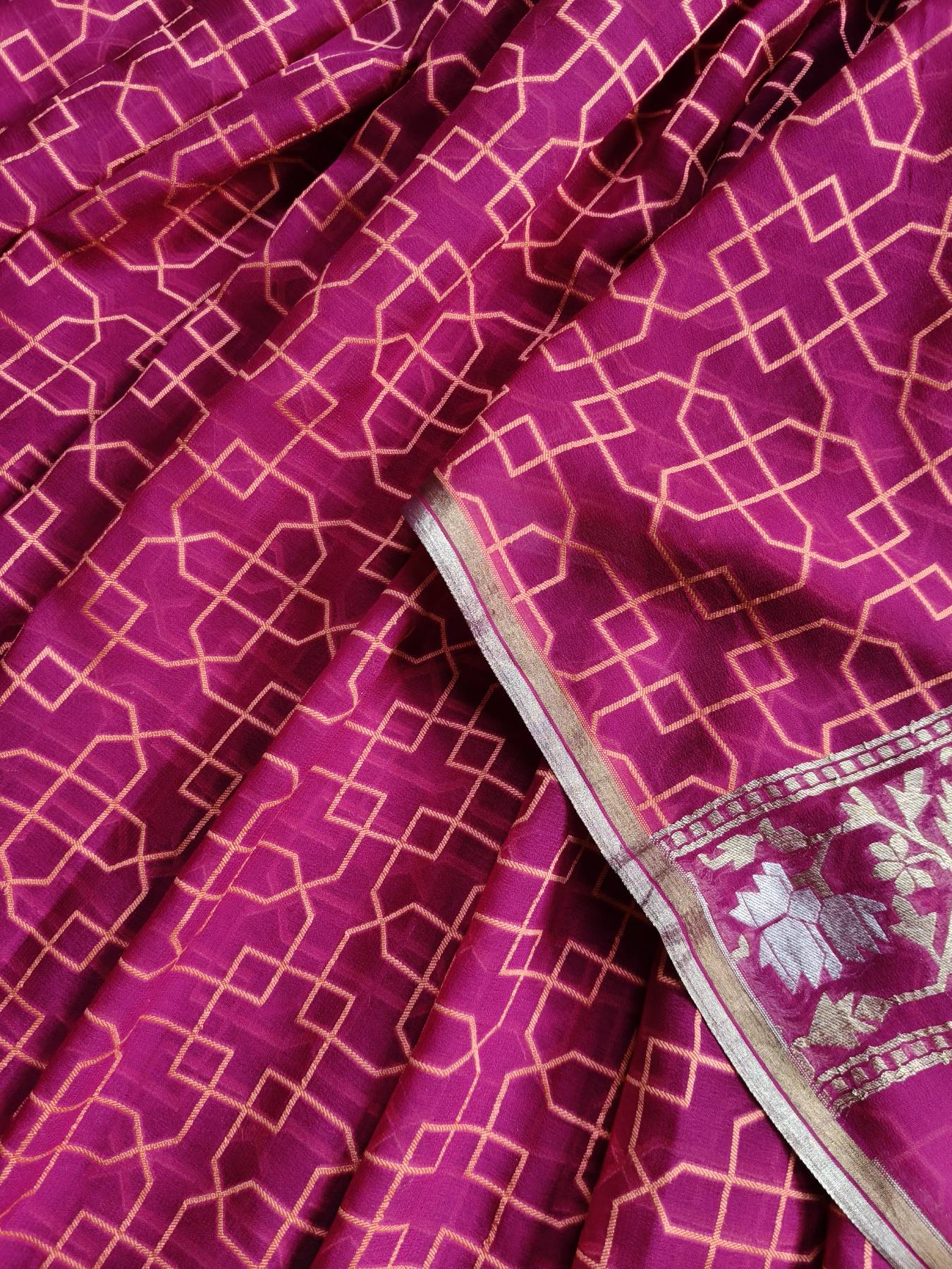PINK CHIFFON PURE HANDLOOM BANARASI SAREE