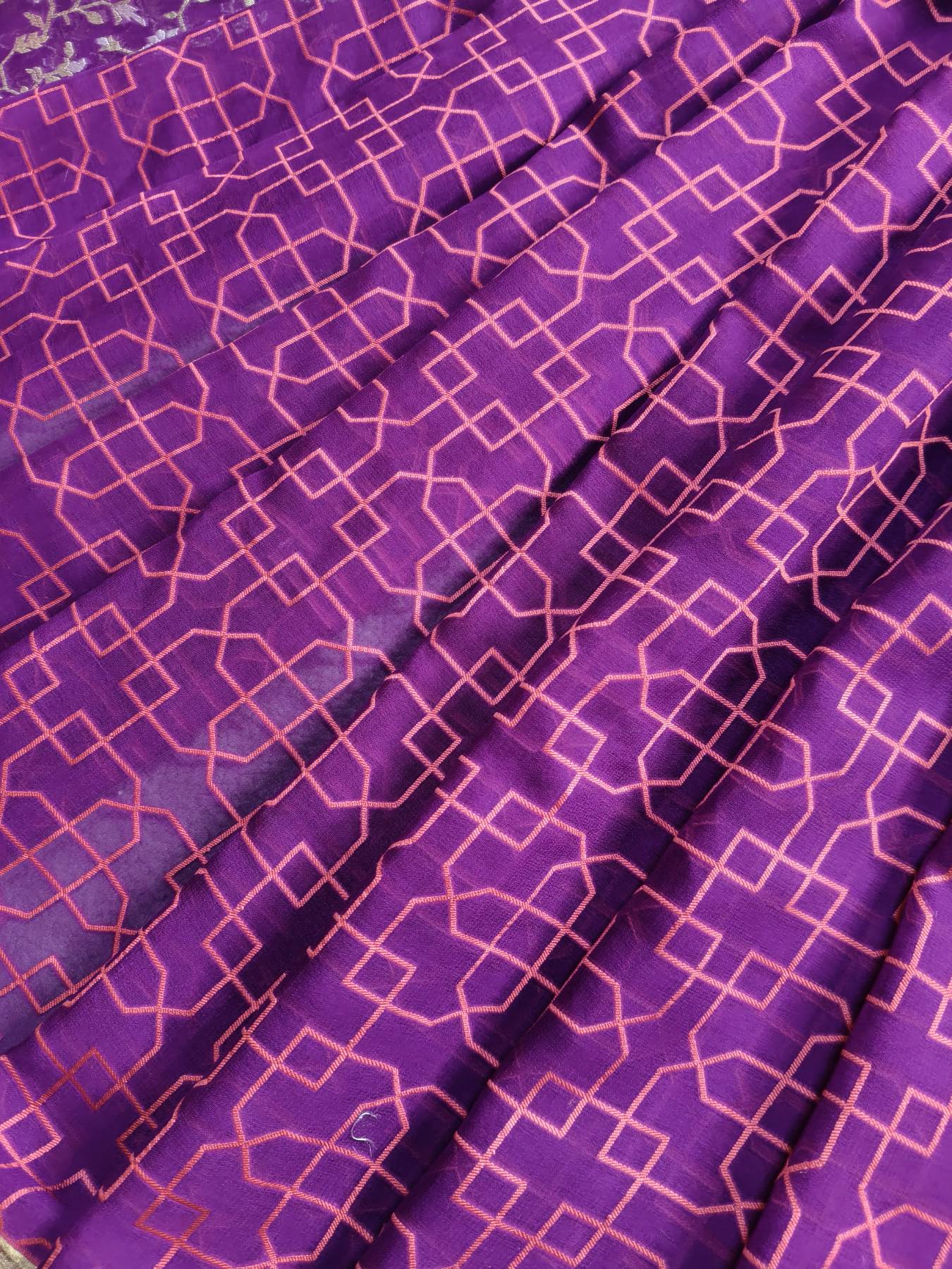 PURPLE CHIFFON PURE HANDLOOM BANARASI SAREE