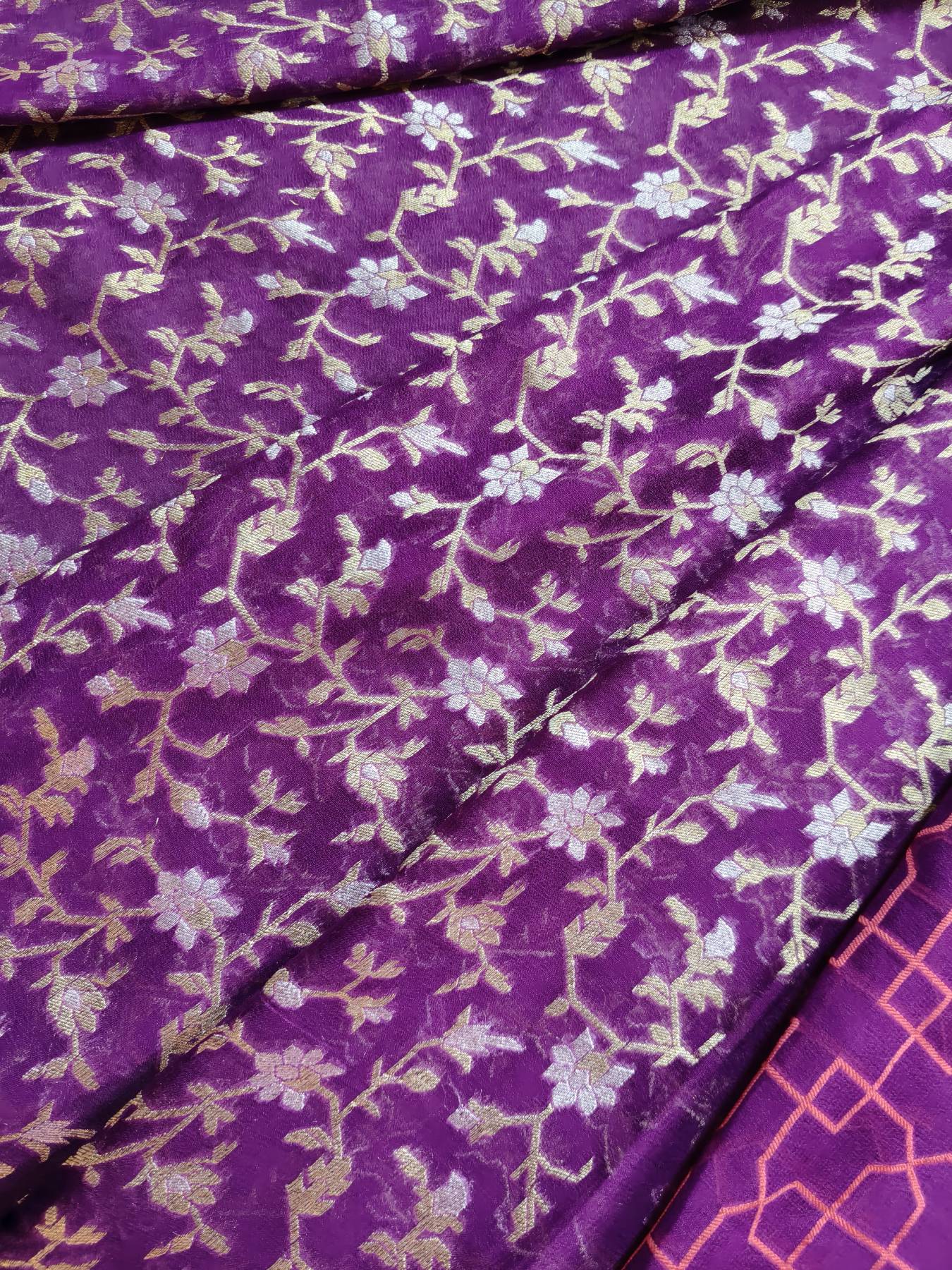 PURPLE CHIFFON PURE HANDLOOM BANARASI SAREE
