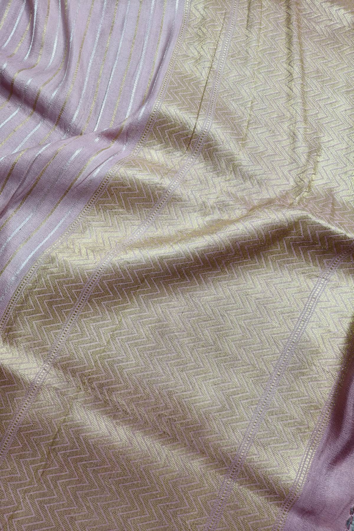 PINK GEORGETTE TUSSAR PURE HANDLOOM BANARASI SAREE