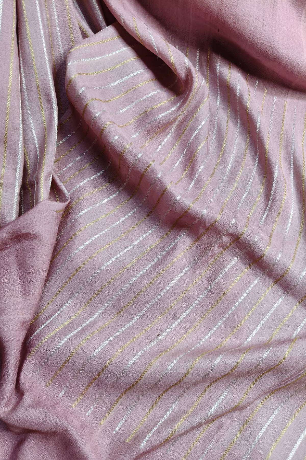 PINK GEORGETTE TUSSAR PURE HANDLOOM BANARASI SAREE