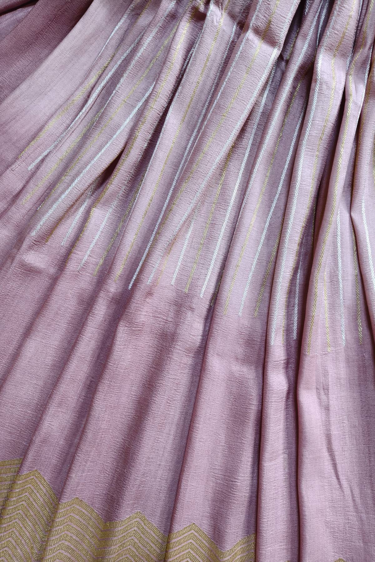 PINK GEORGETTE TUSSAR PURE HANDLOOM BANARASI SAREE