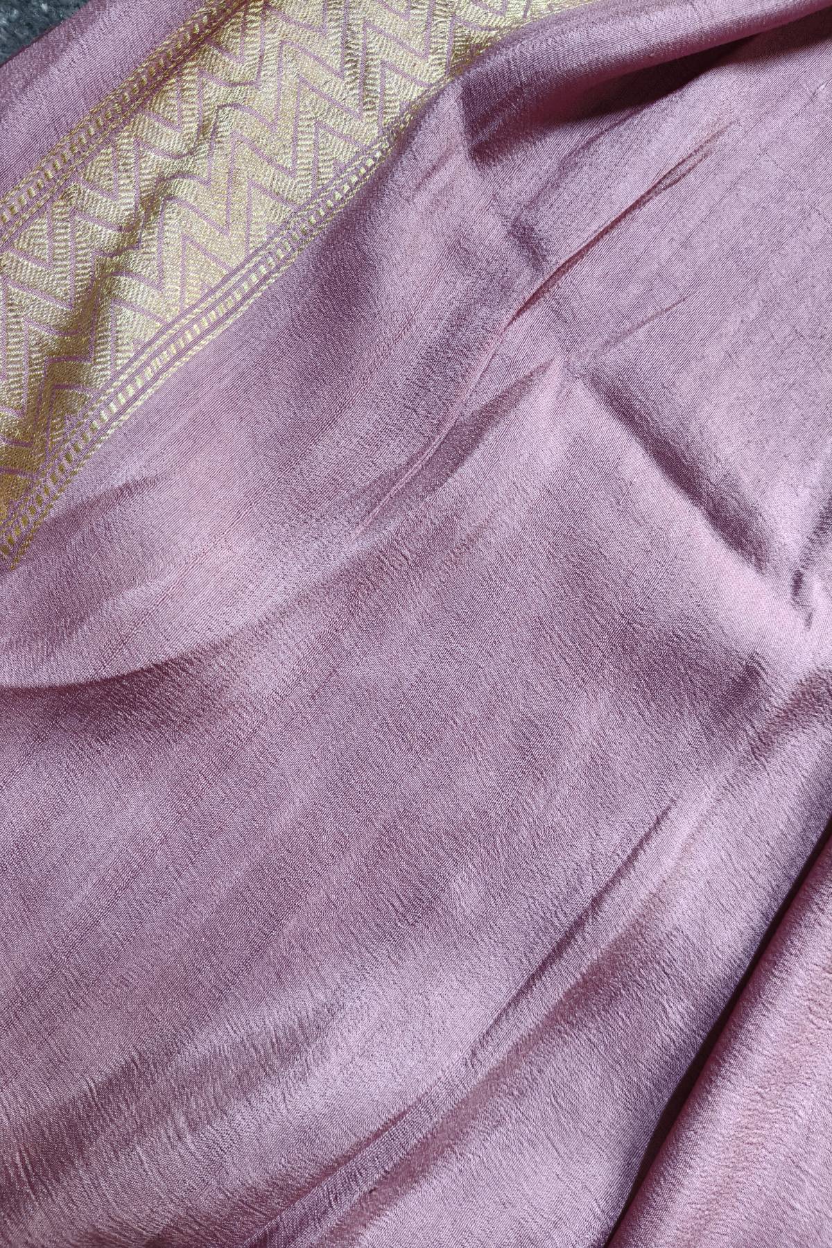 PINK GEORGETTE TUSSAR PURE HANDLOOM BANARASI SAREE