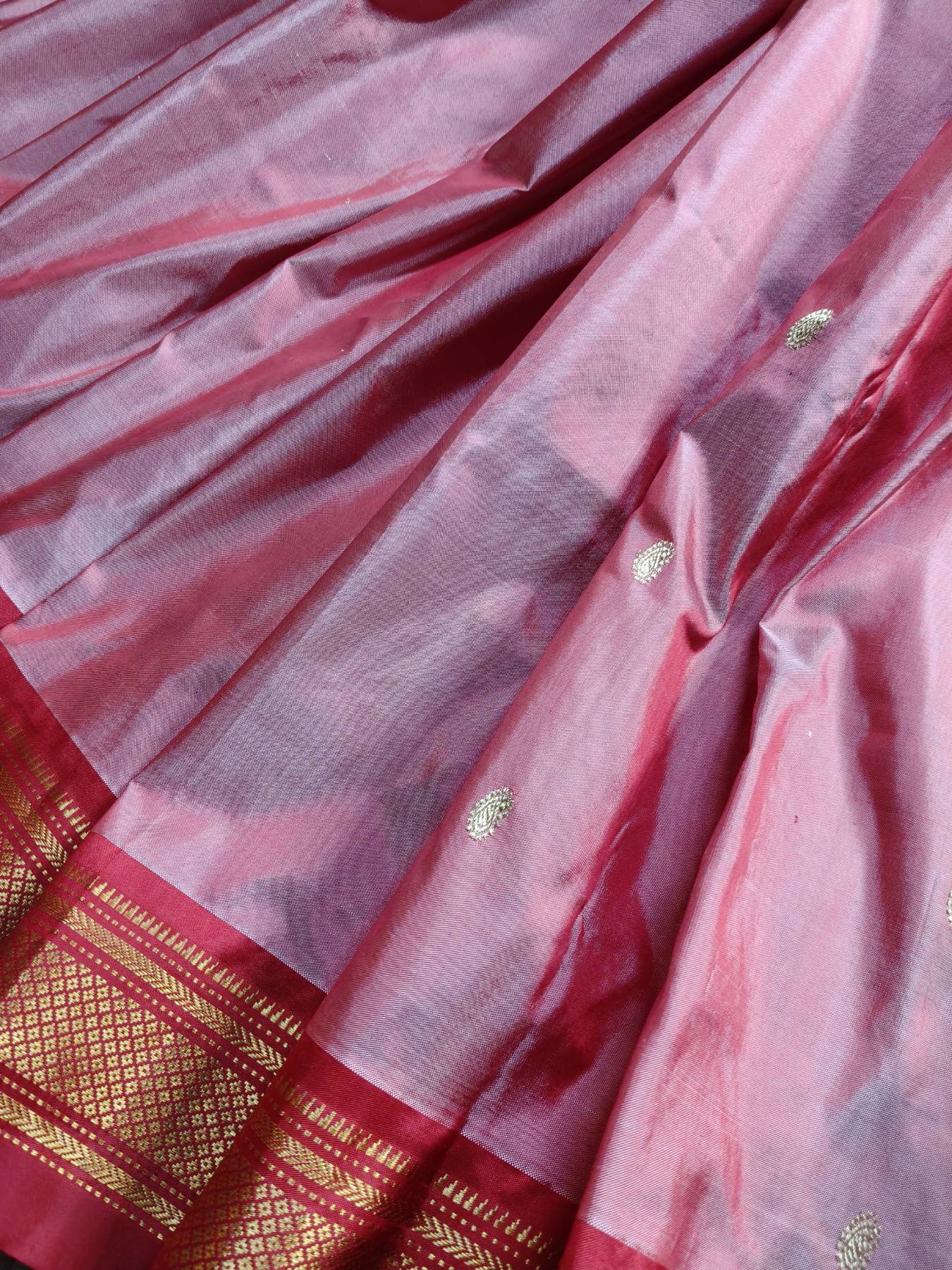 CORAL PINK SILK PURE HANDLOOM PAITHANI SAREE