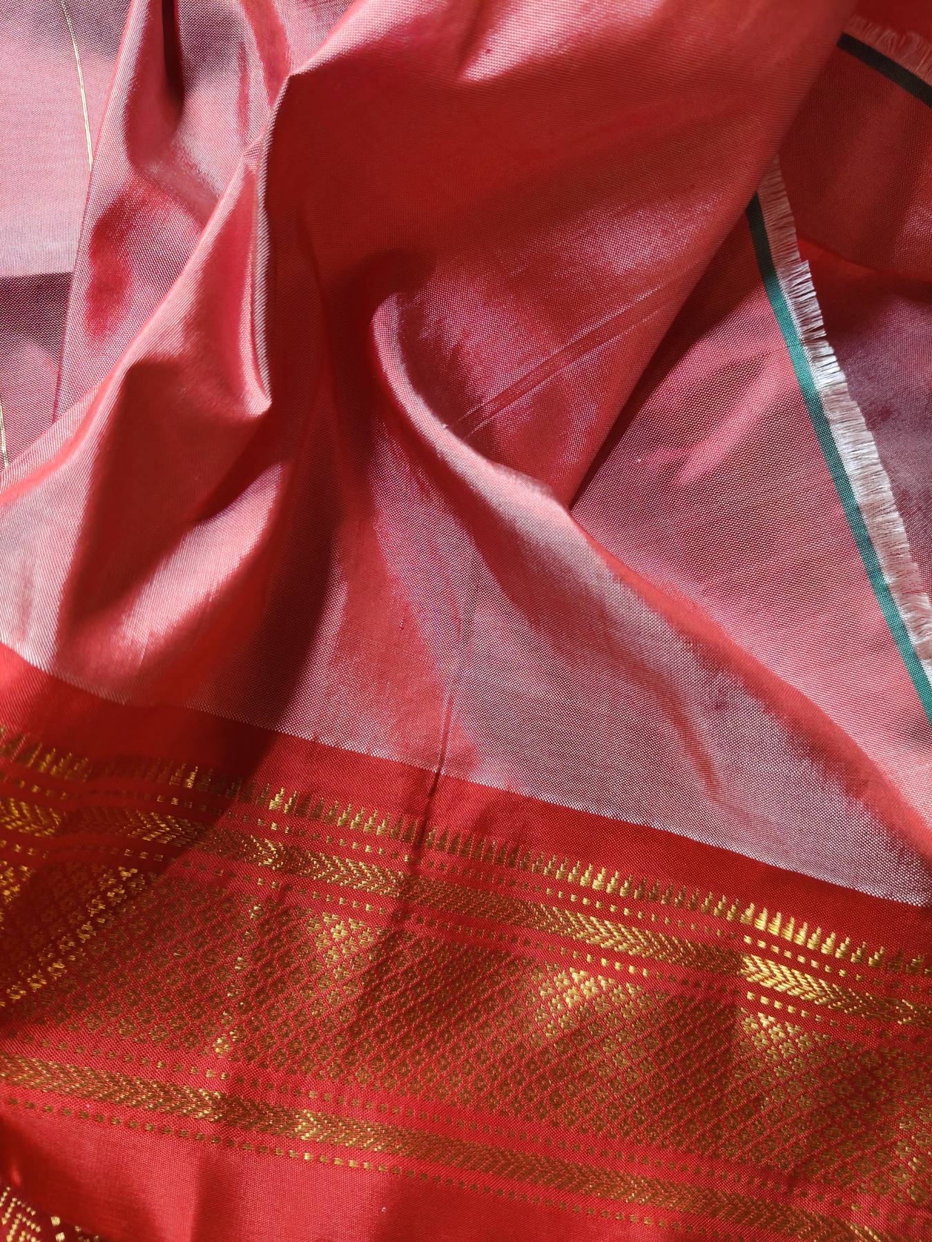 CORAL PINK SILK PURE HANDLOOM PAITHANI SAREE