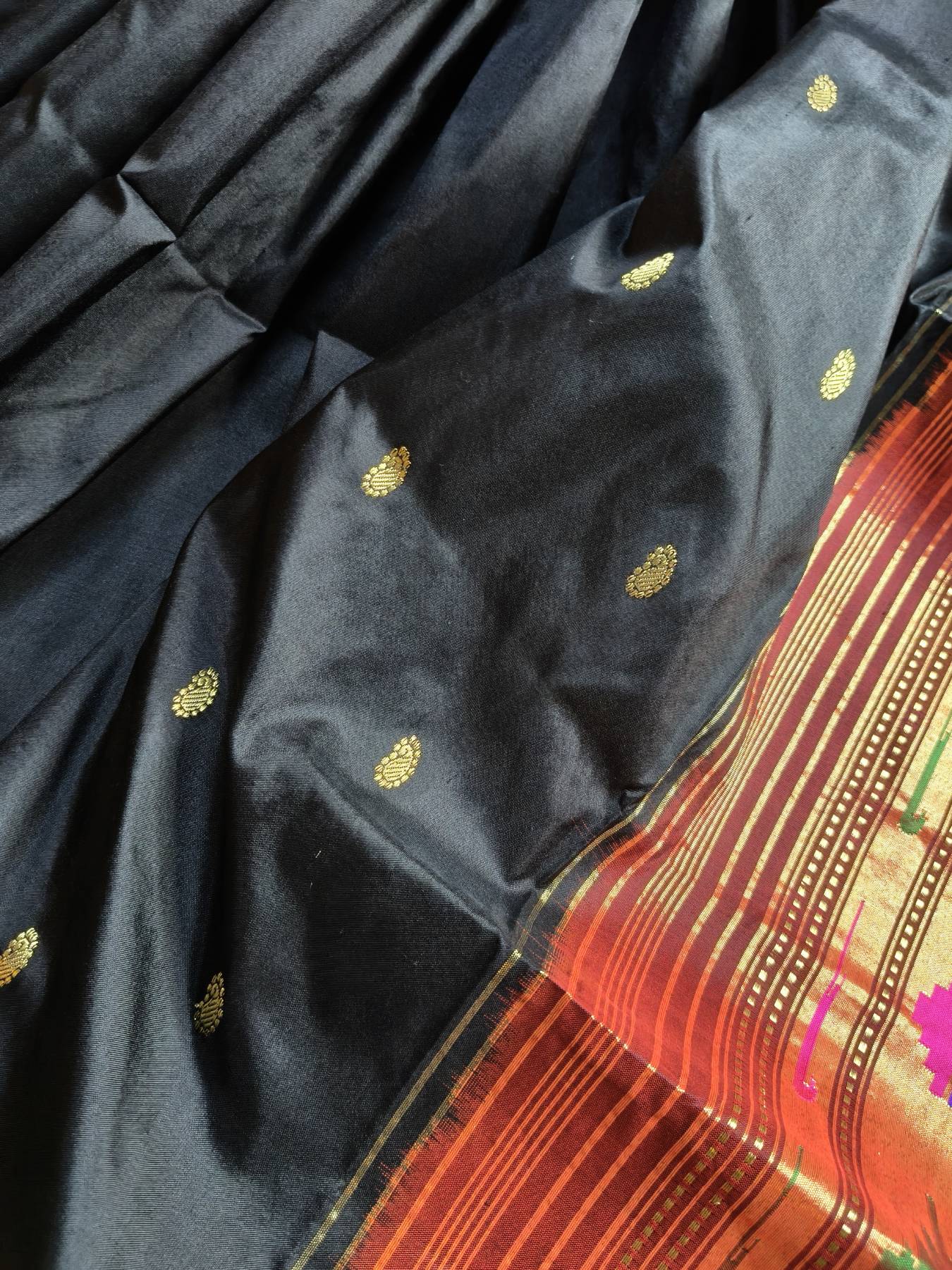 BLACK SILK PURE HANDLOOM PAITHANI SAREE