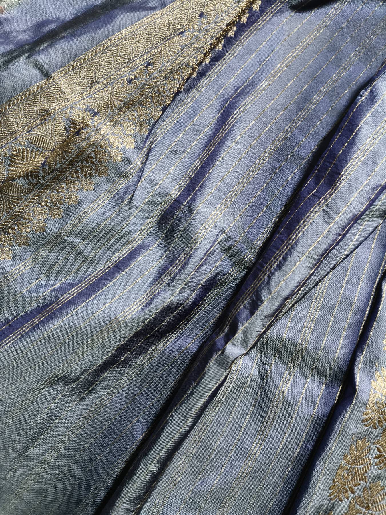 GREY SILK PURE HANDLOOM BANARASI SAREE