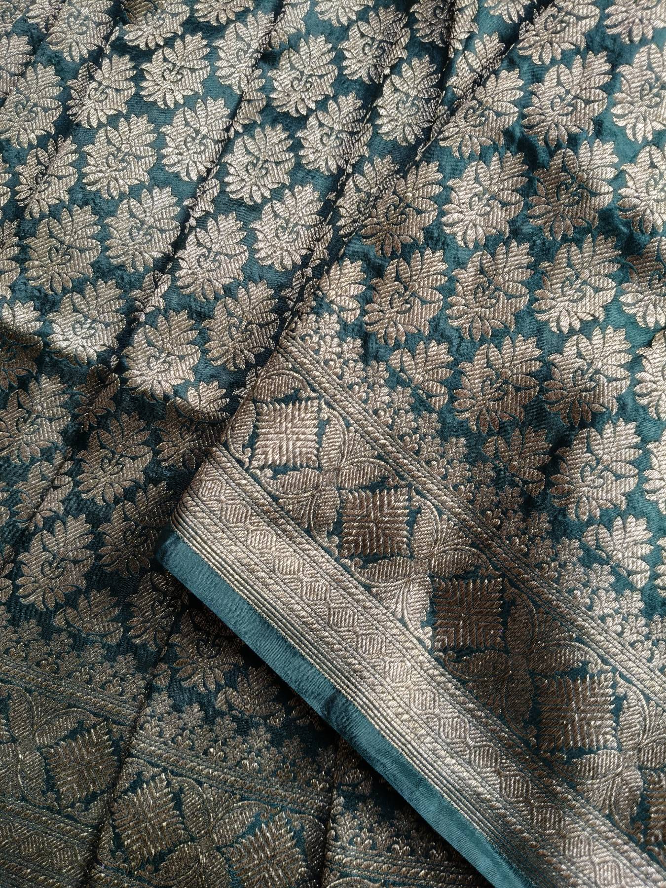 BOTTLE GREEN SILK PURE HANDLOOM BANARASI SAREE
