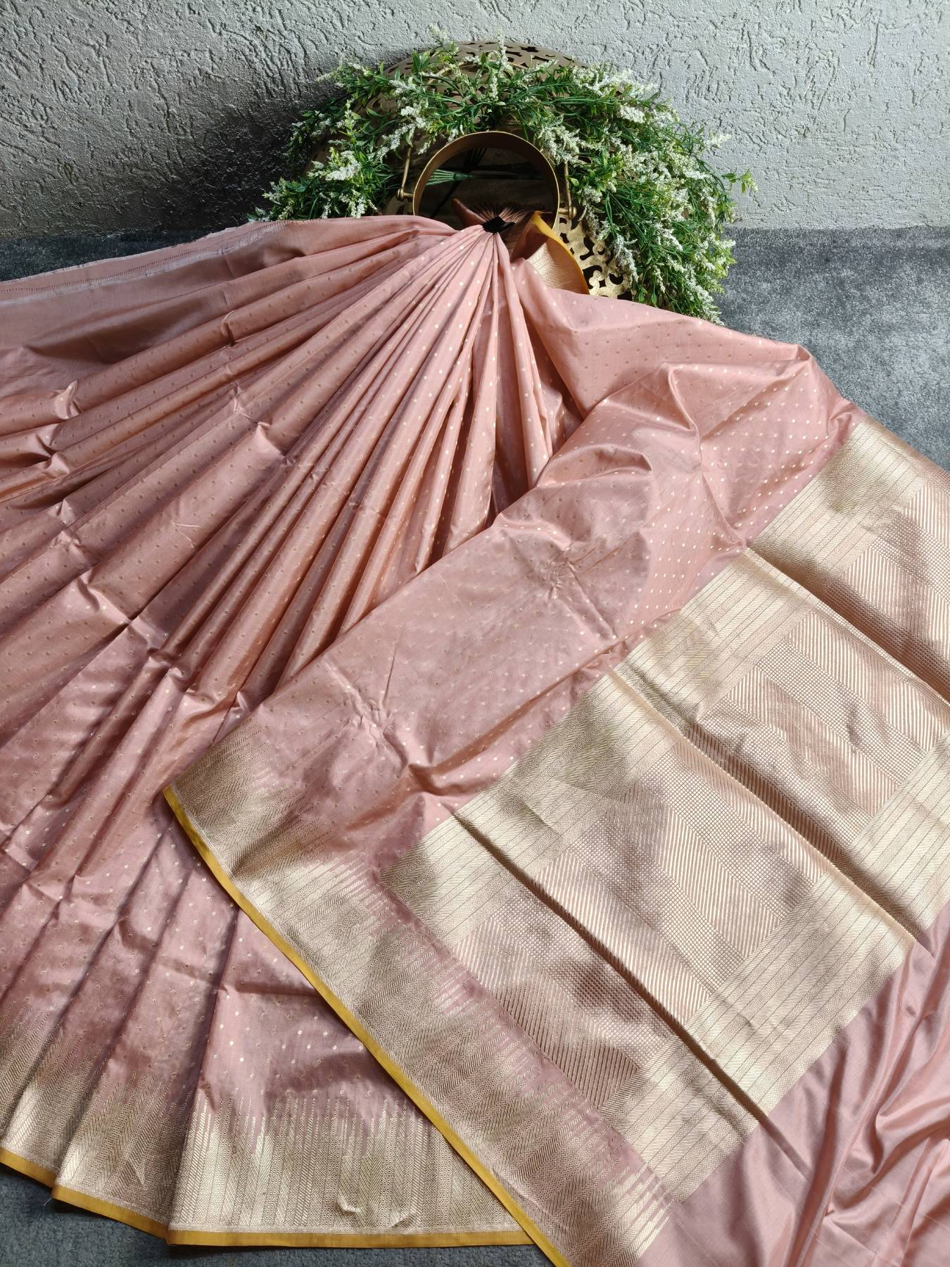 PEACH SILK PURE HANDLOOM BANARASI SAREE