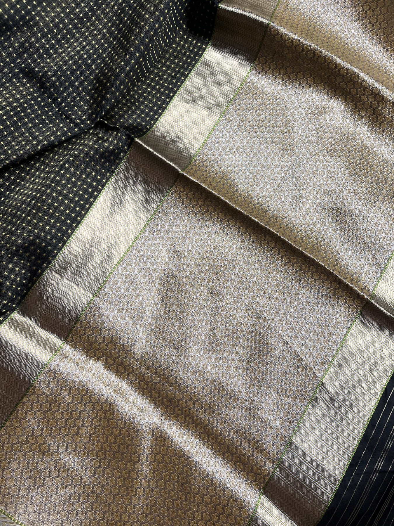 GREEN BLACK DO RUKHI SILK PURE HANDLOOM BANARASI SAREE