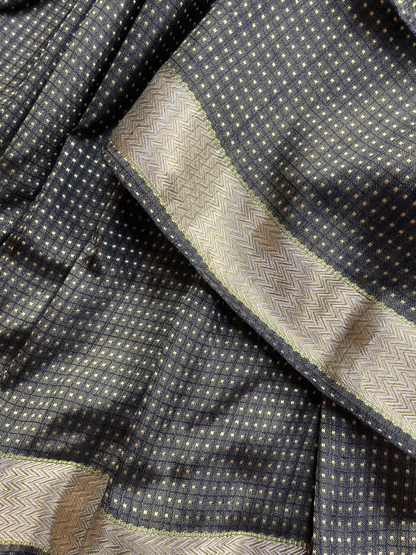 GREEN BLACK DO RUKHI SILK PURE HANDLOOM BANARASI SAREE