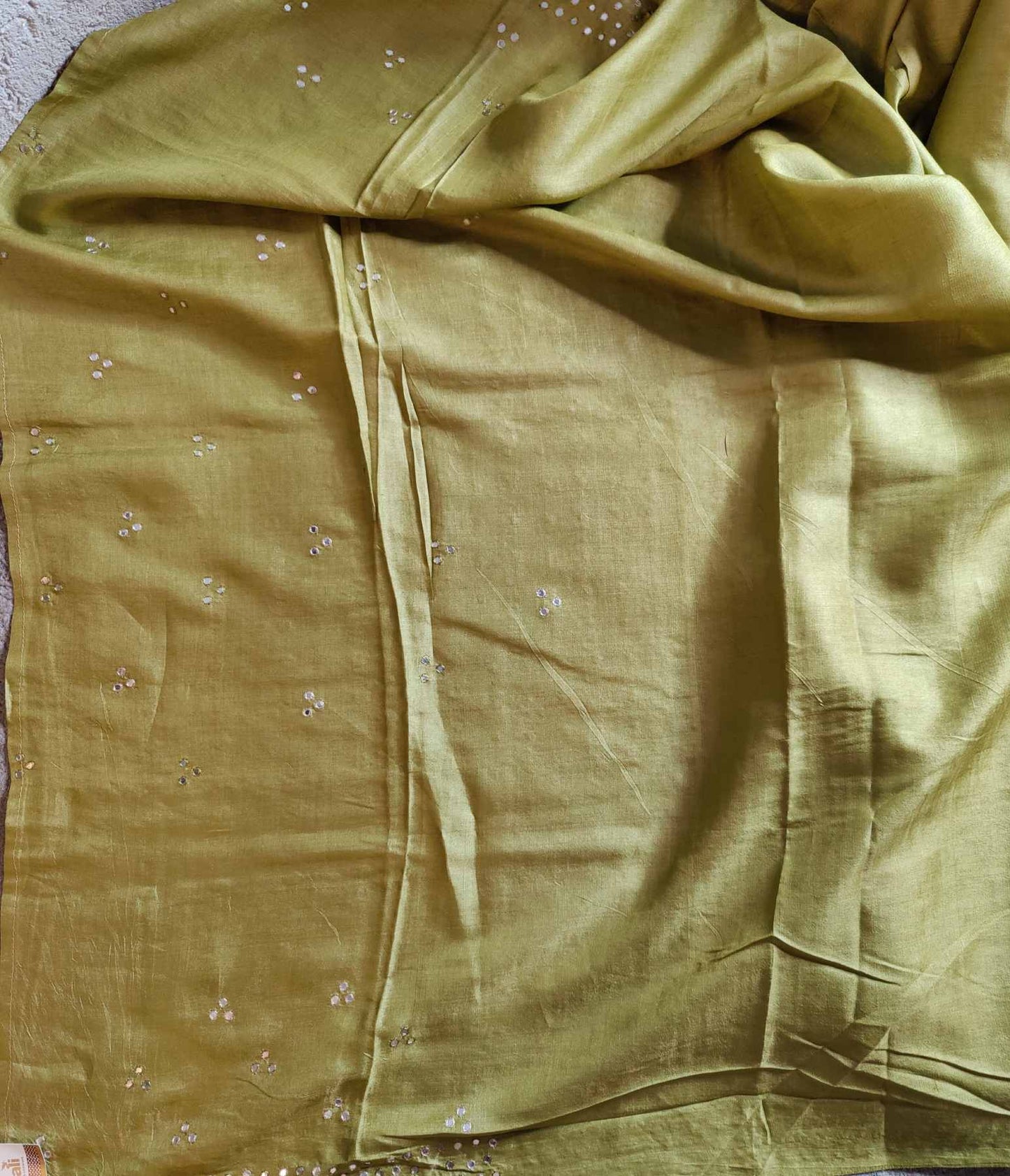 PISTA GREEN TUSSAR SILK PURE HANDLOOM EMBROIDERY SAREE