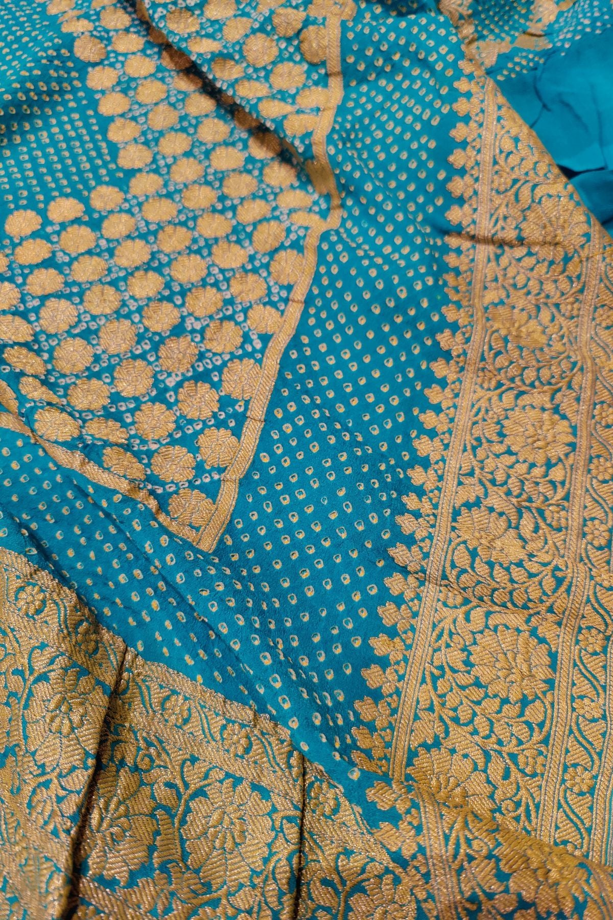 BLUE GEORGETTE PURE HANDLOOM BANDHEJ SAREE