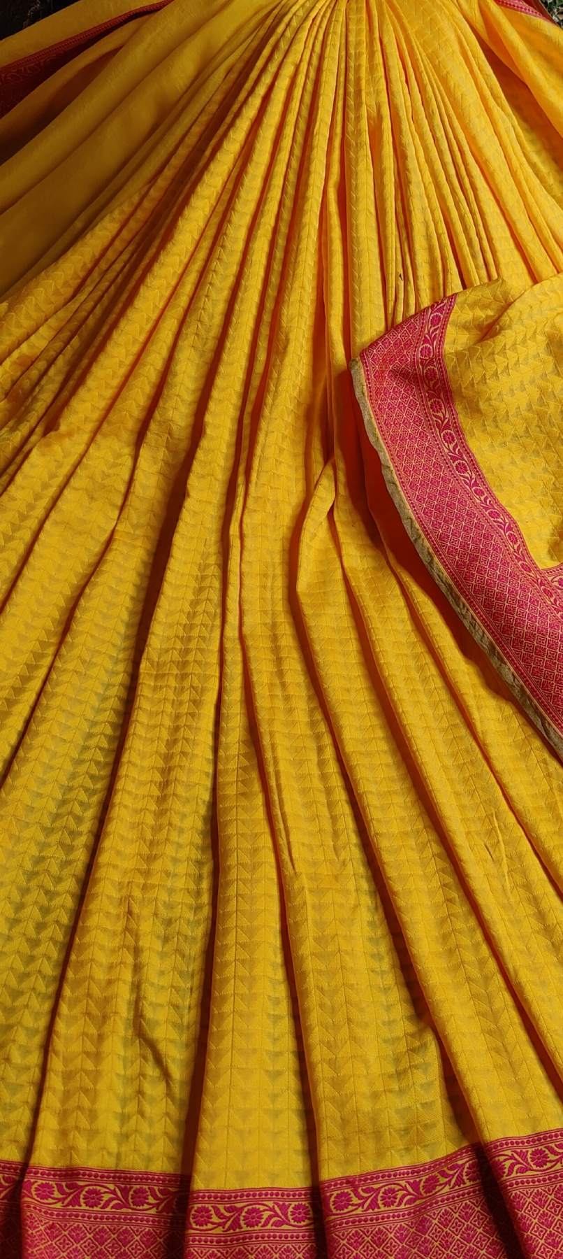 YELLOW SPUN SILK PURE HANDLOOM BANARASI SAREE