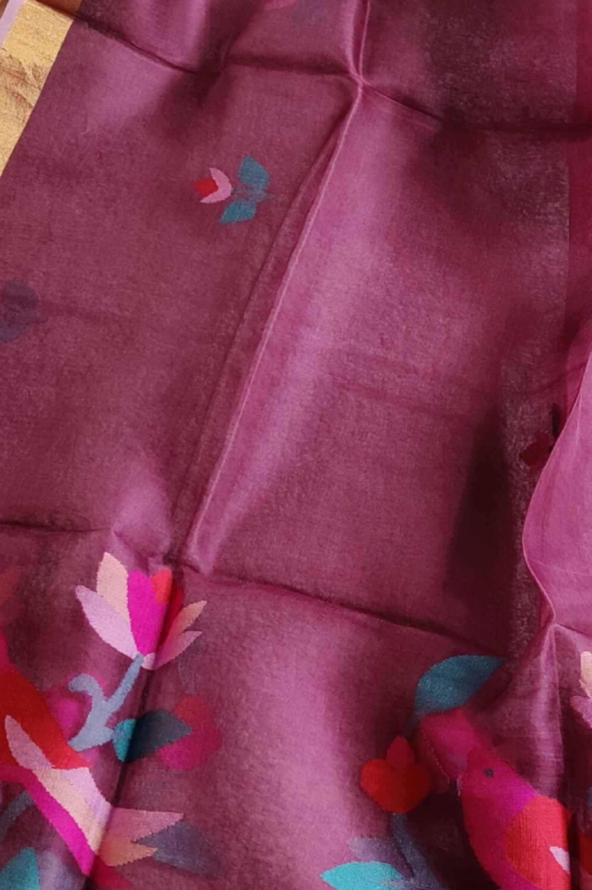 BEETROOT PURE HANDLOOM MUSLIN JAMDANI DUPATTA