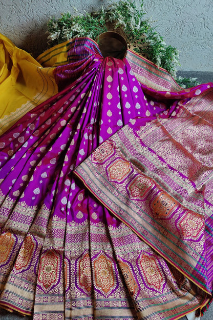 MAJENTA PINK PURE SILK HANDLOOM BANARASI SAREE