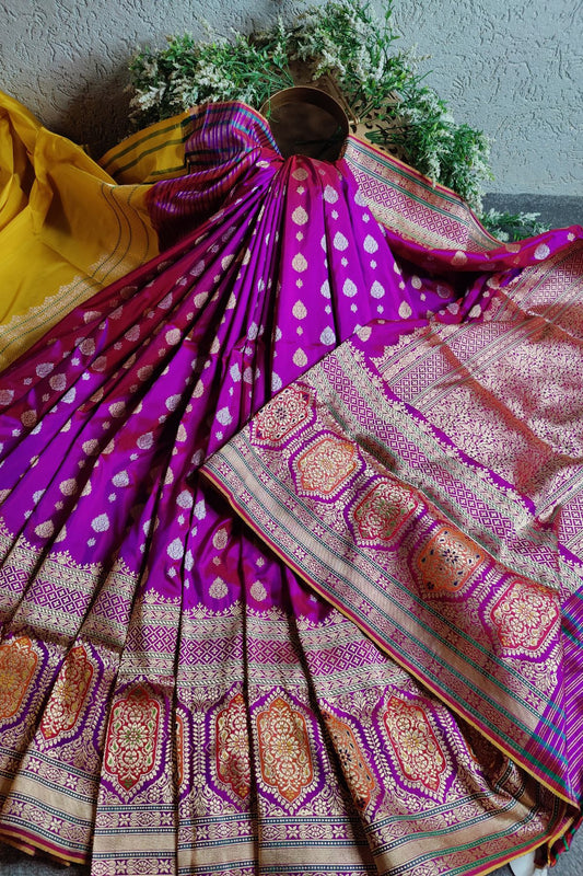 MAJENTA PINK PURE SILK HANDLOOM BANARASI SAREE