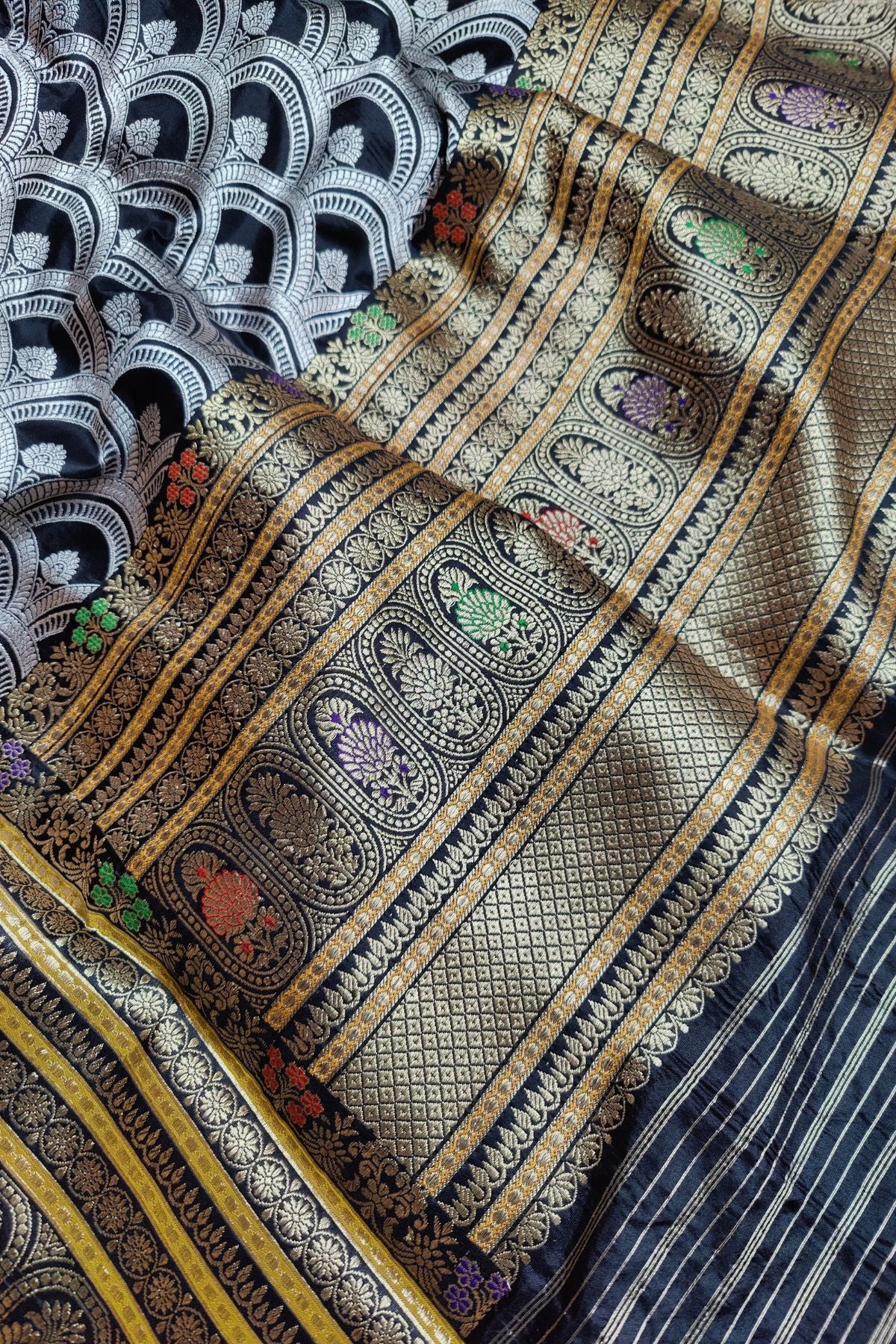 BLACK PURE SILK HANDLOOM BANARASI SAREE