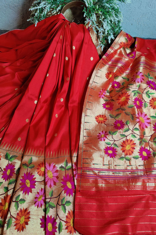 RED PURE SILK HANDLOOM PAITHANI SAREE